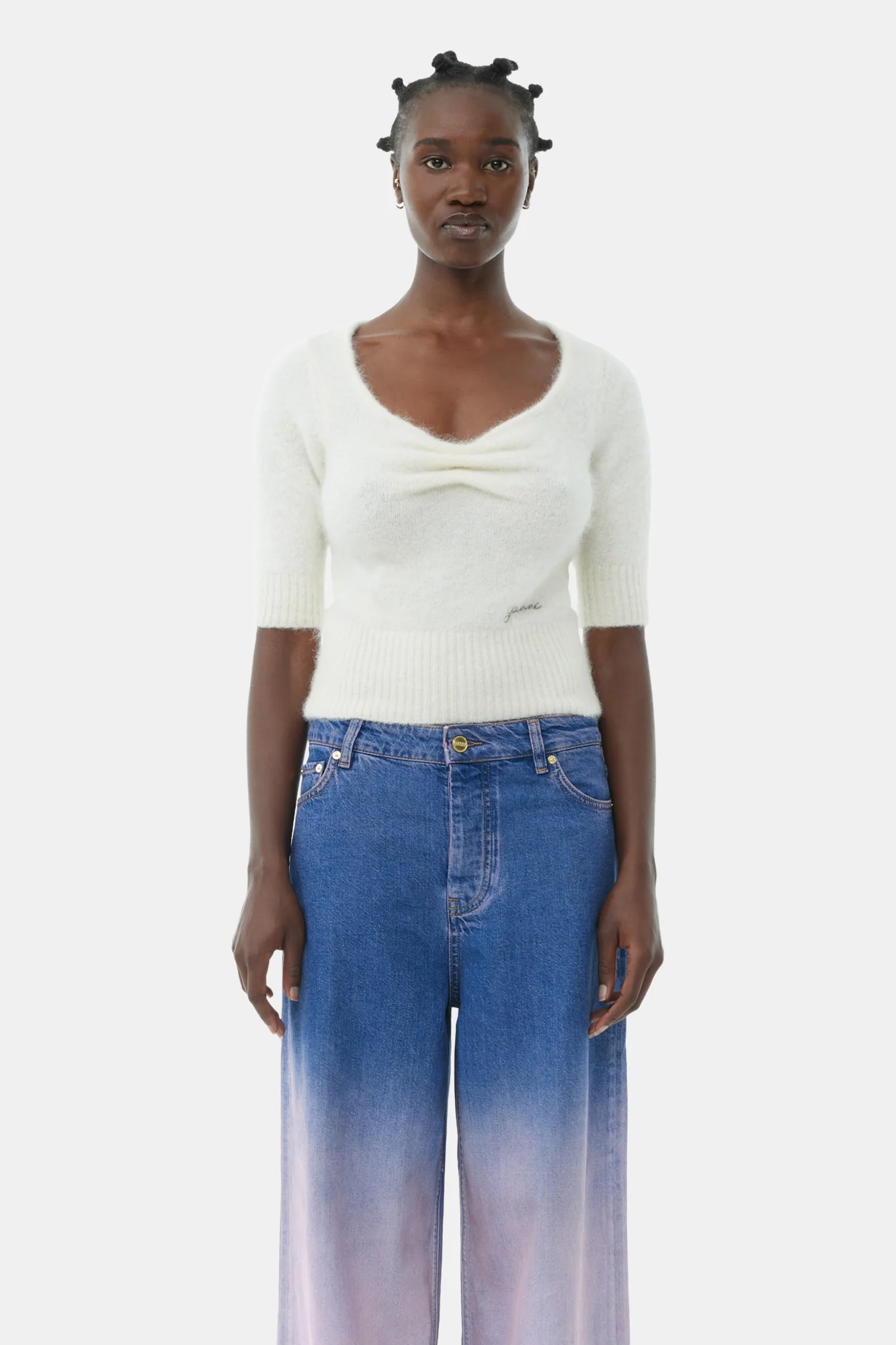 Brushed Alpaca Top | Egret - Image 3