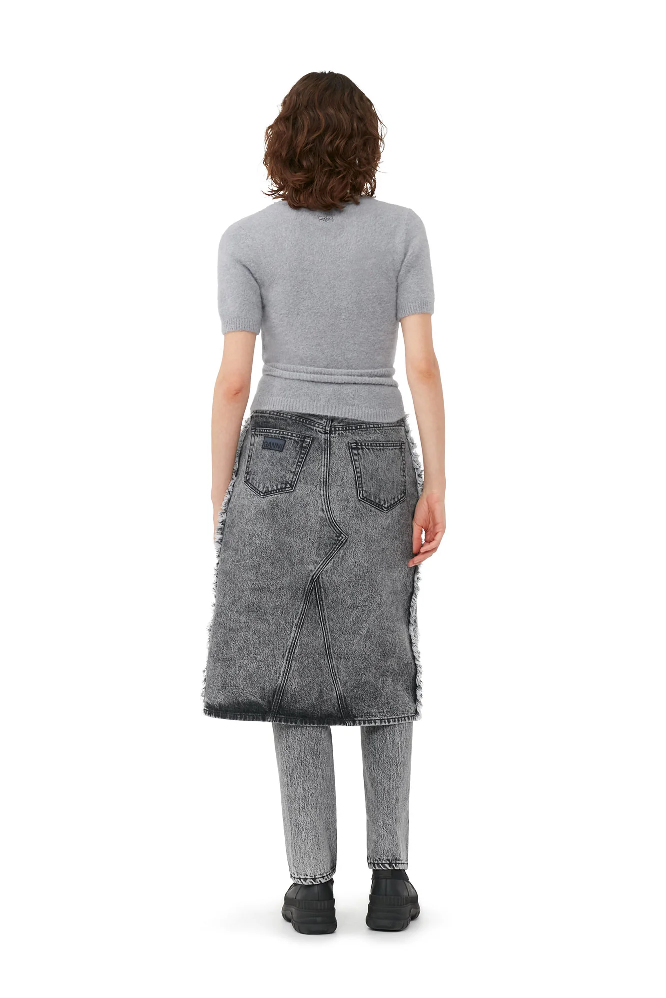 Brushed Alpaca Wrap Blouse | Frost Gray - Image 4