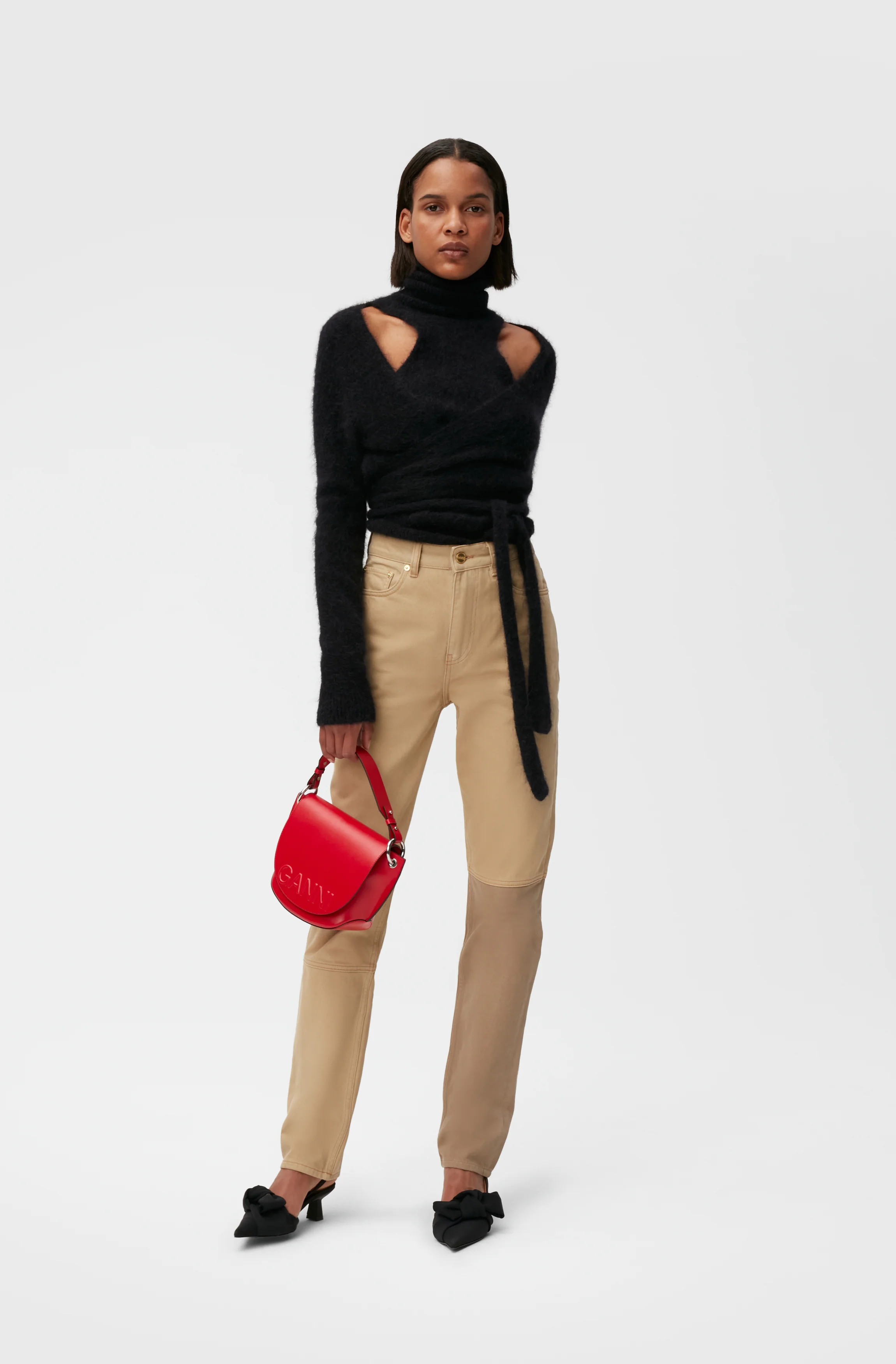Brushed Wrap Blouse | Black - Image 3