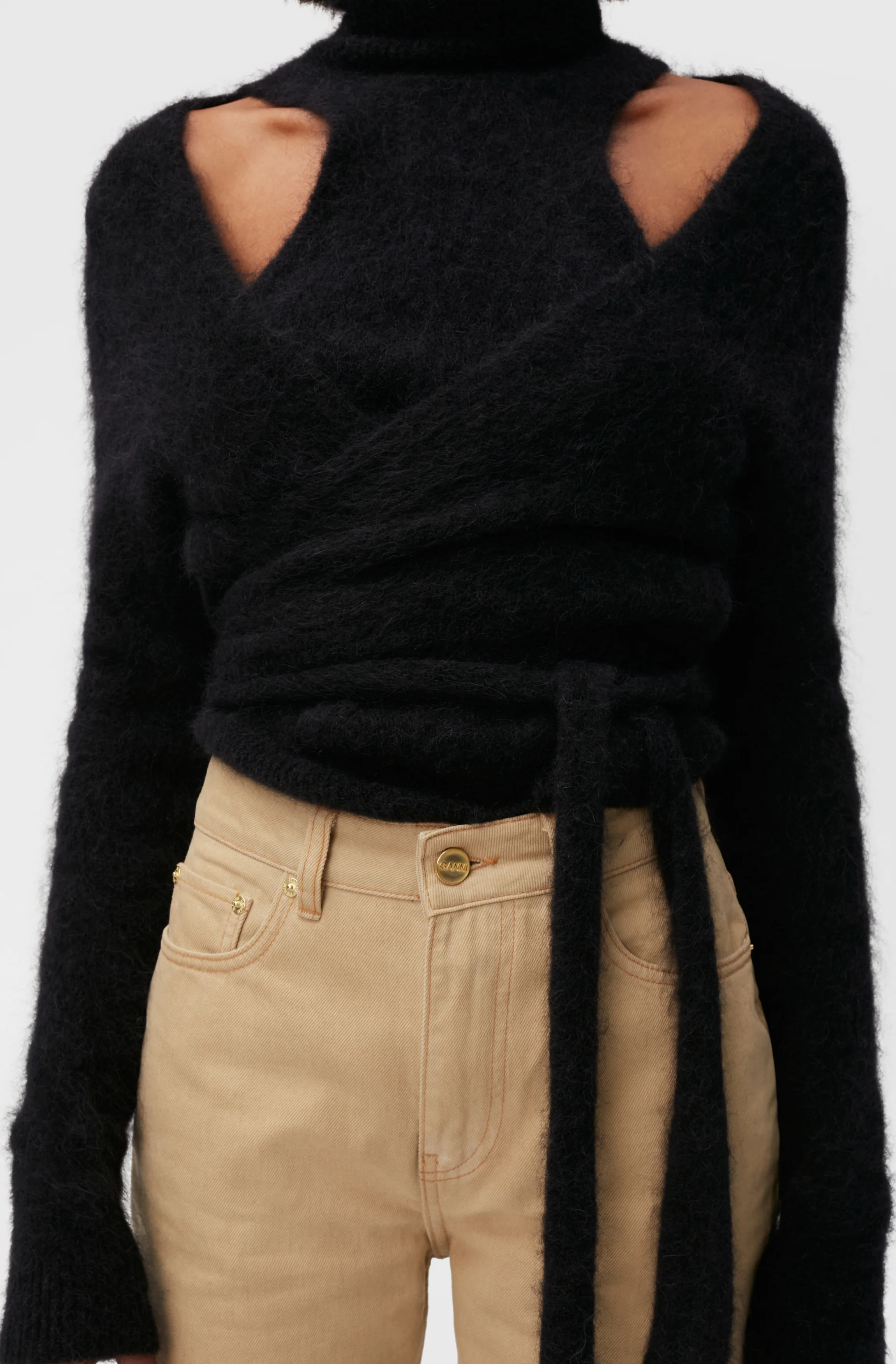 Brushed Wrap Blouse | Black - Image 5
