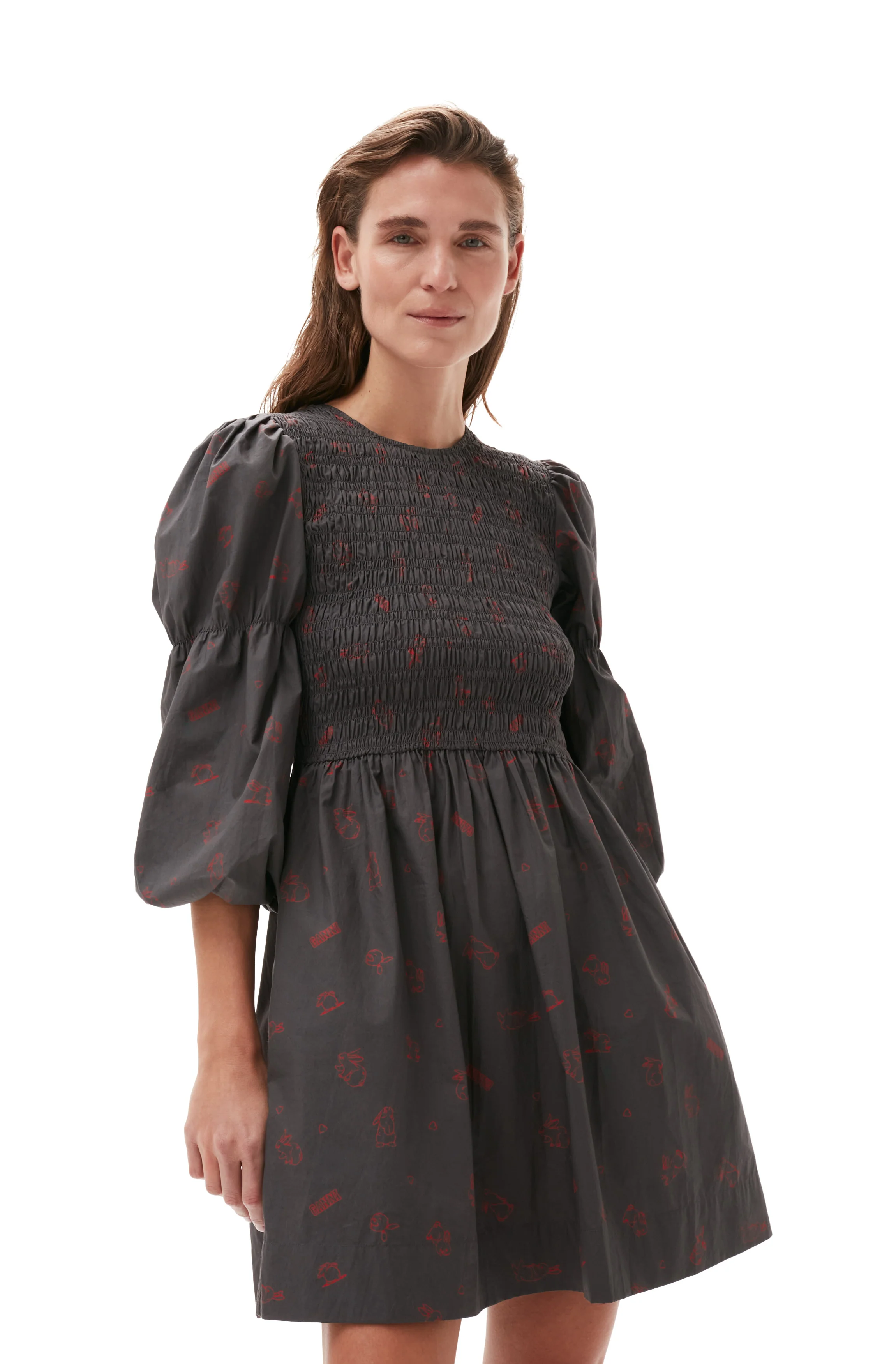 Bunny Print Dress | Volcanic Ash - Image 5