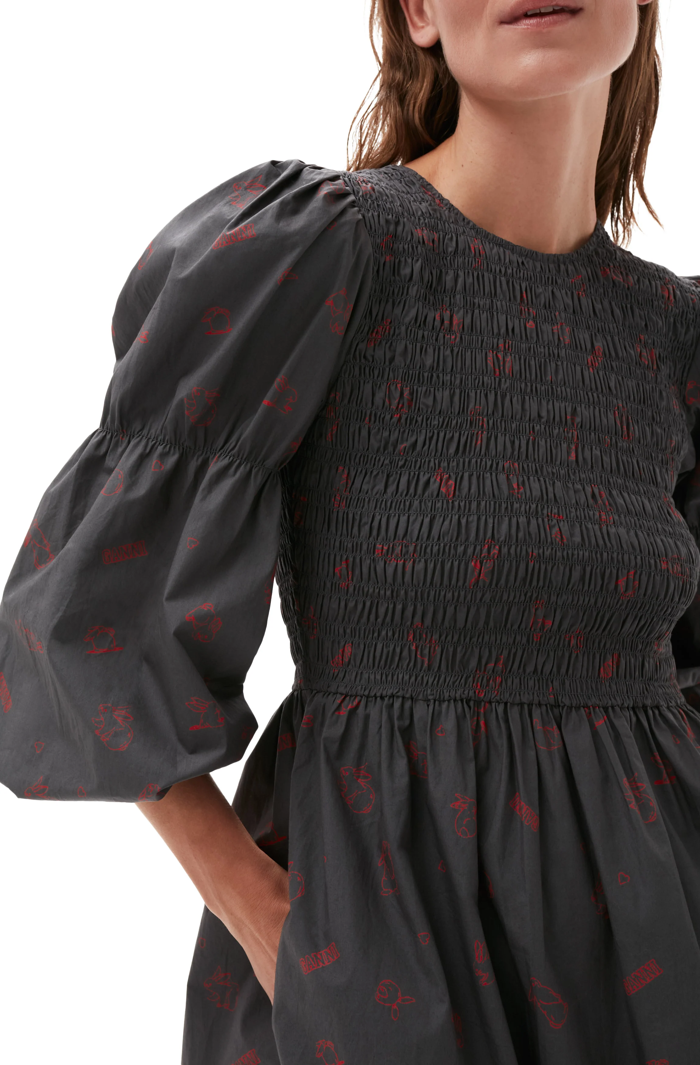 Bunny Print Dress | Volcanic Ash - Image 6
