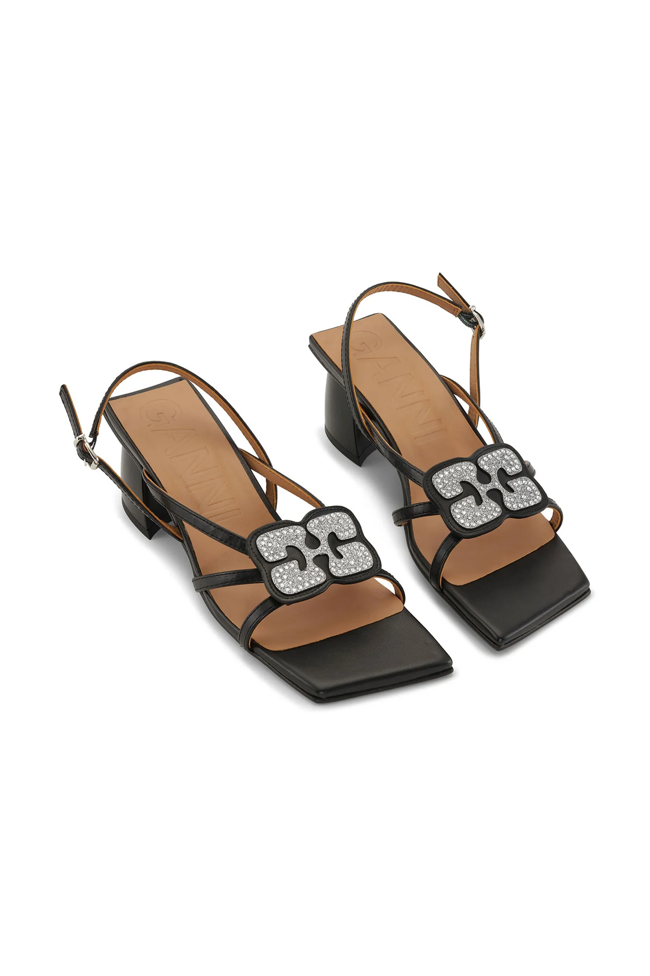 Butterfly Strass Kitten Heel Sandals | Black - Image 3