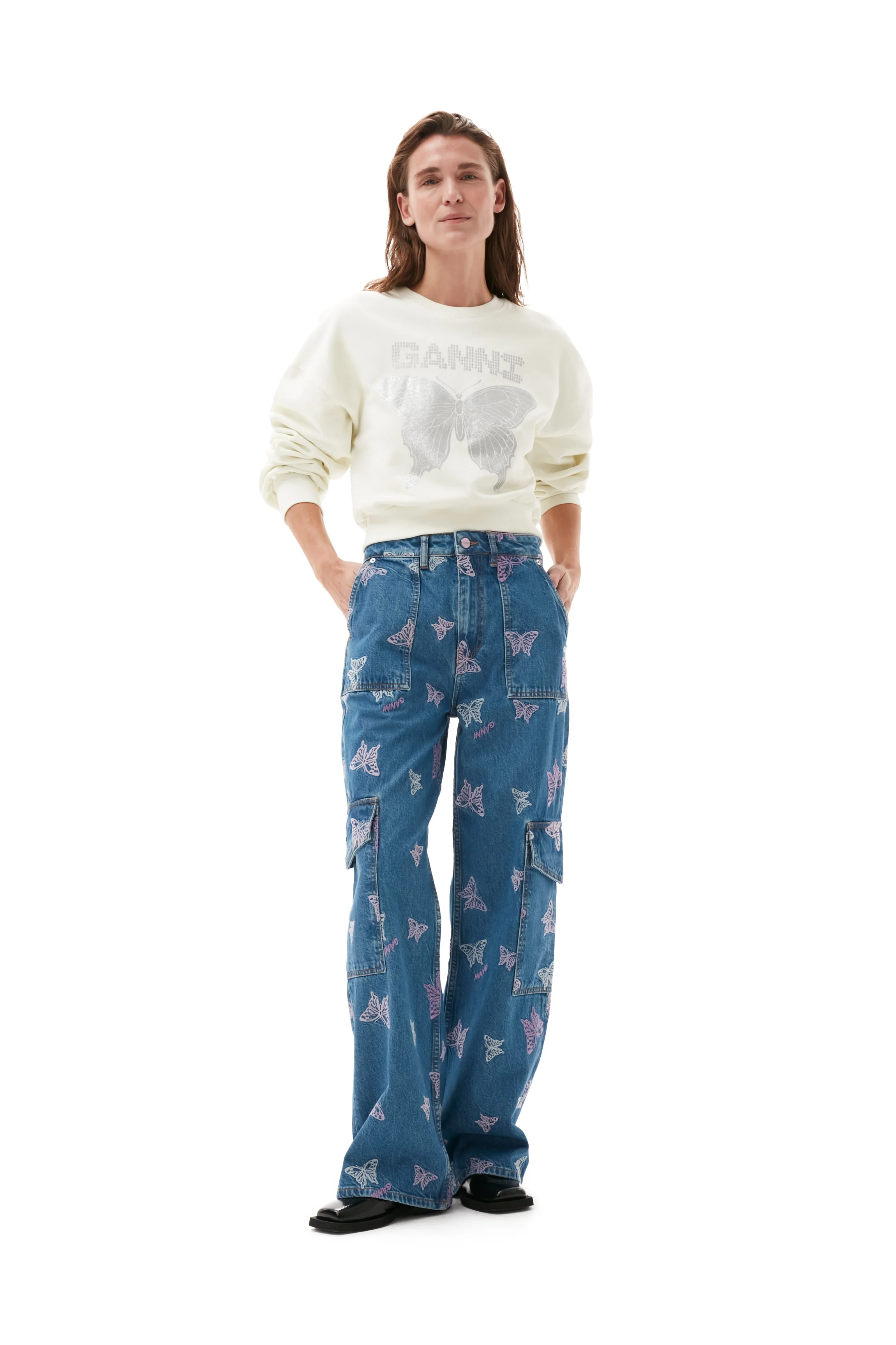 Butterfly Sweatshirt | Egret - Image 3