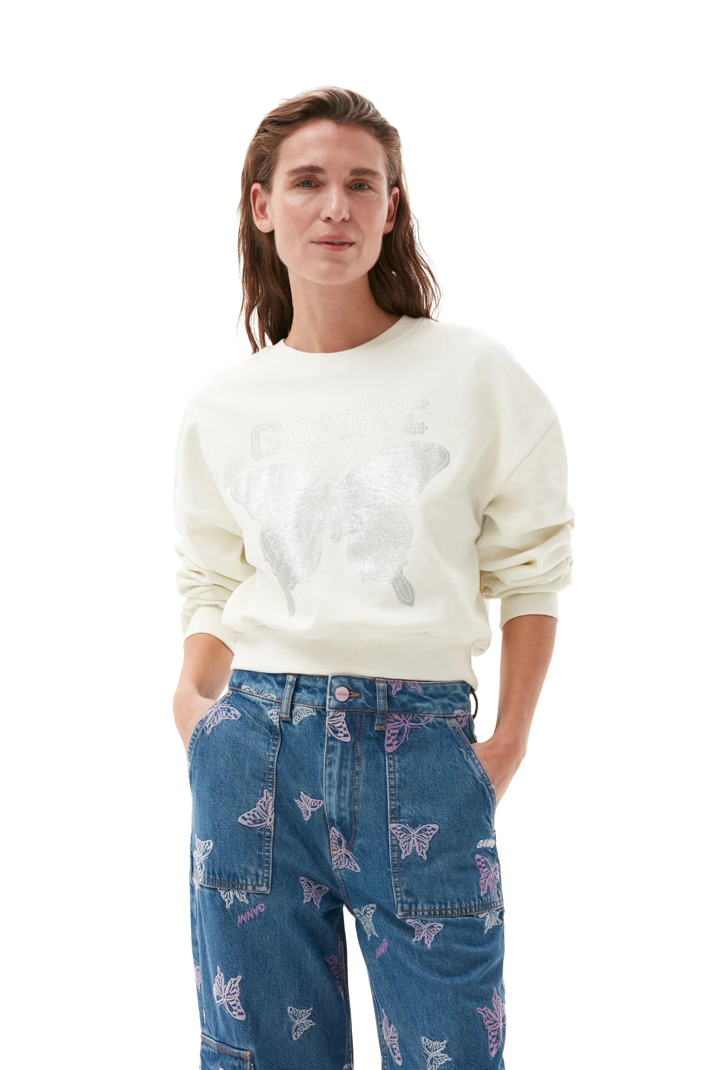 Butterfly Sweatshirt | Egret - Image 5
