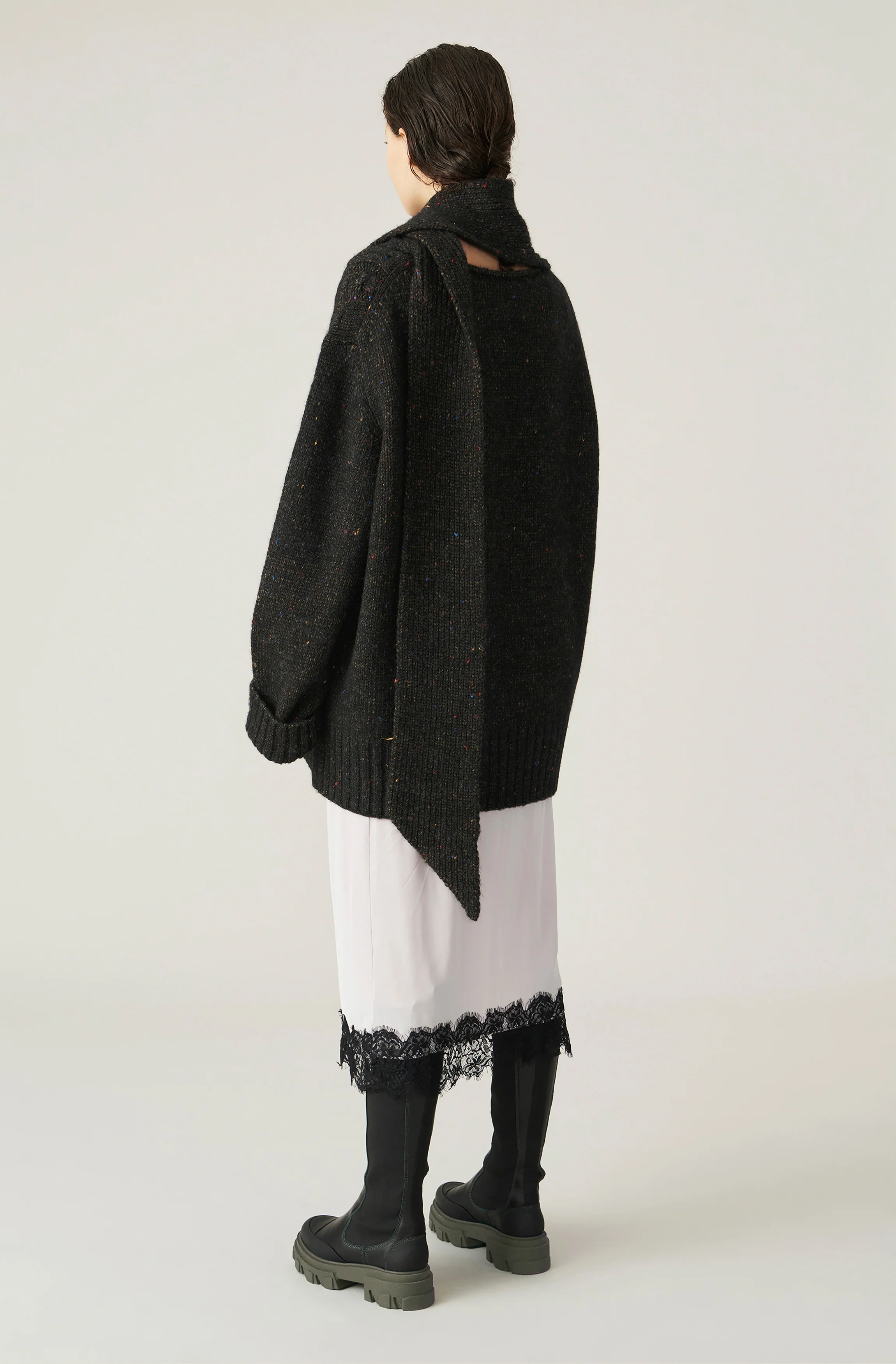 Cable Knit Oversized Pullover | Black - Image 4