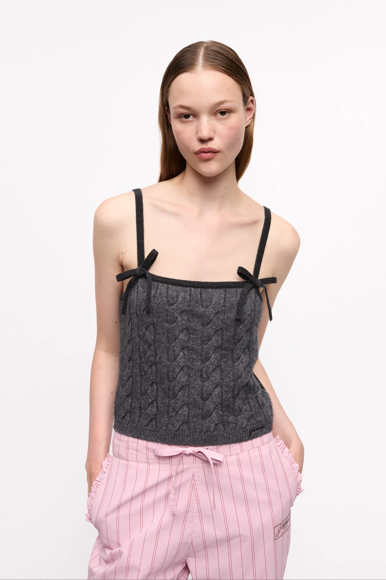 Cable Knit Strap Top | Phantom - Image 3