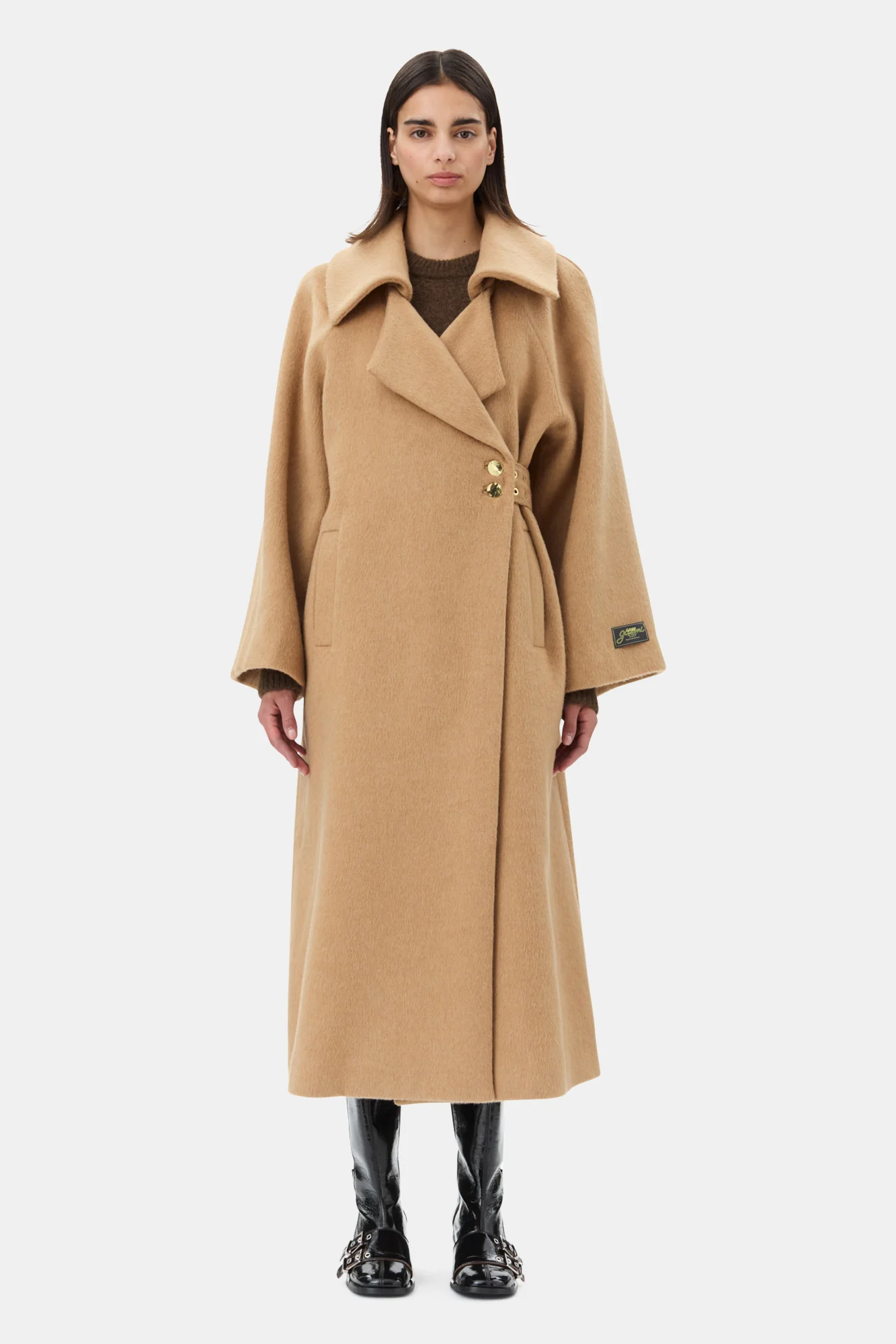 Camel Wool-Blend Coat | Latte - Image 3