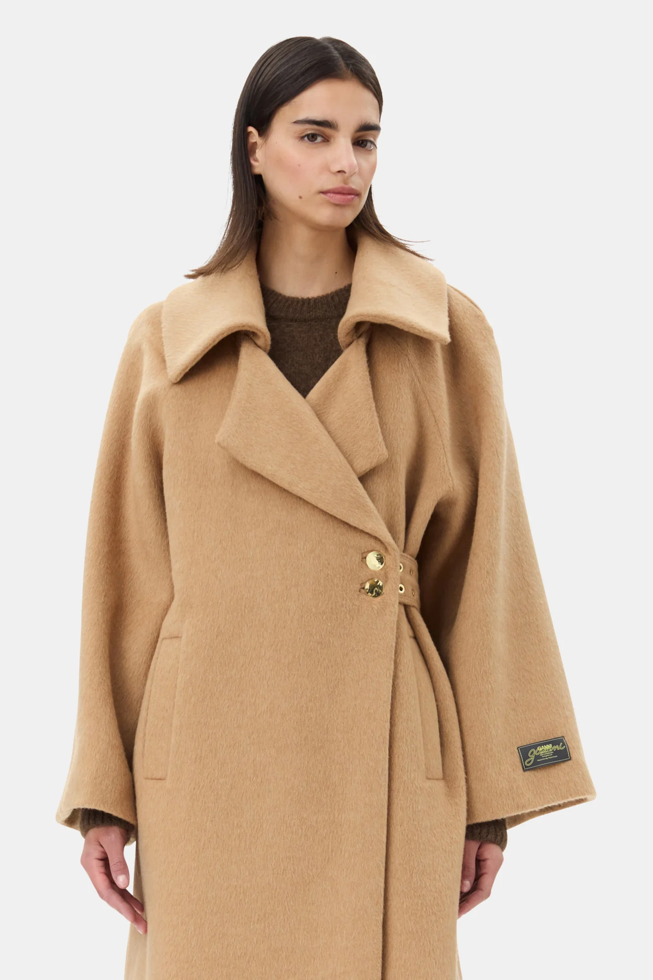Camel Wool-Blend Coat | Latte - Image 4