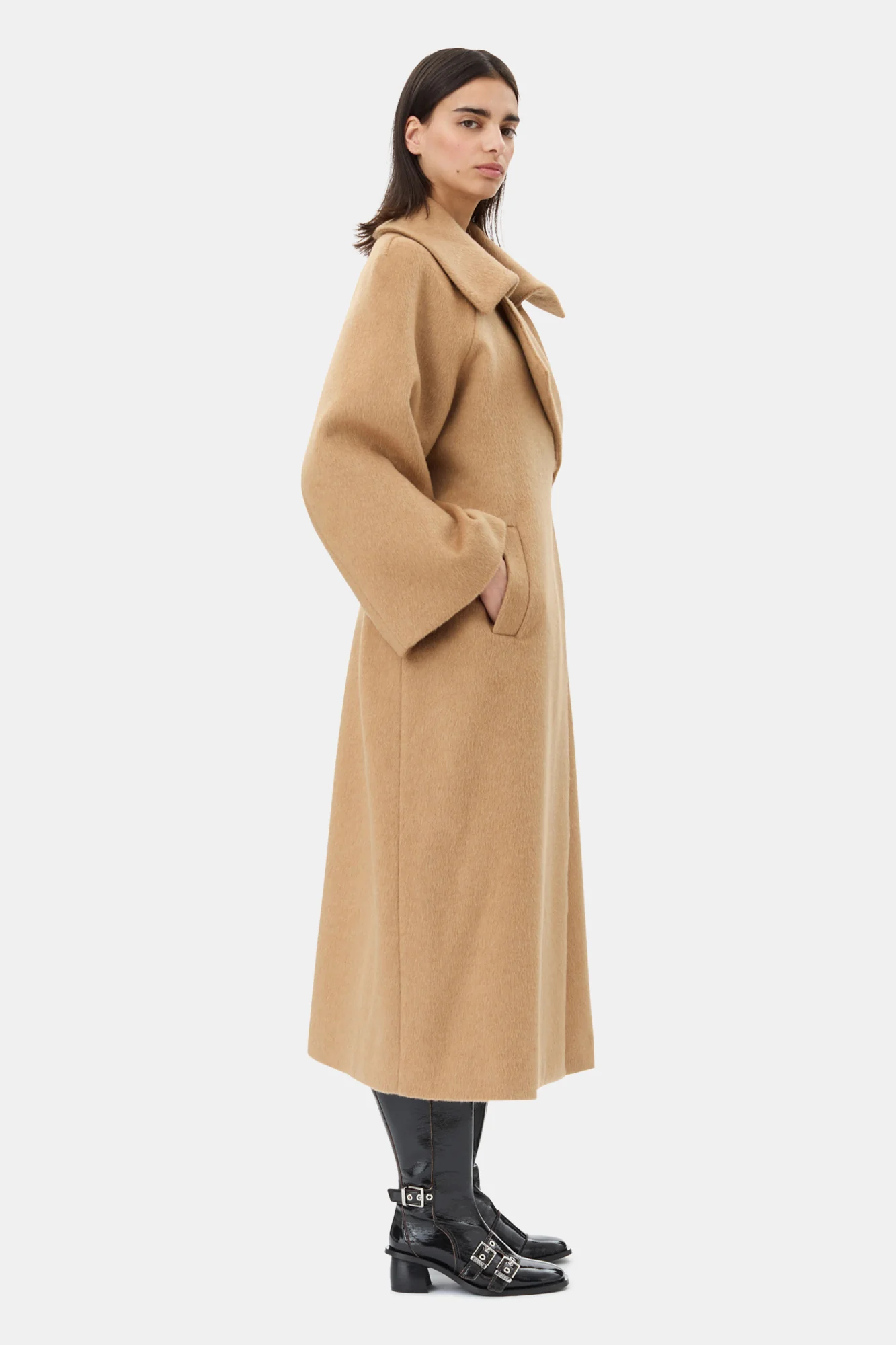 Camel Wool-Blend Coat | Latte - Image 5