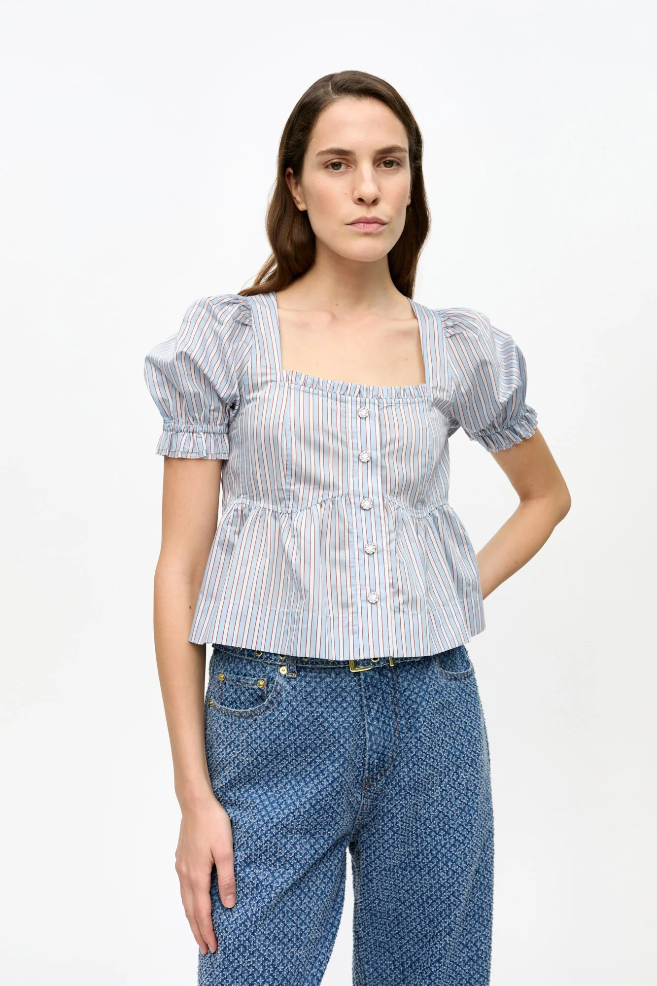 Candy Striped Blouse | Soft Chambray - Image 3