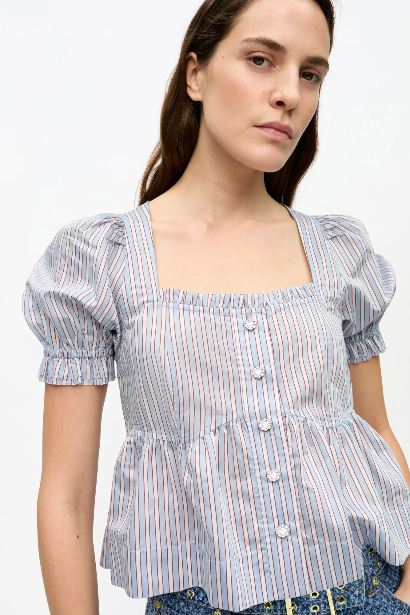 Candy Striped Blouse | Soft Chambray - Image 6