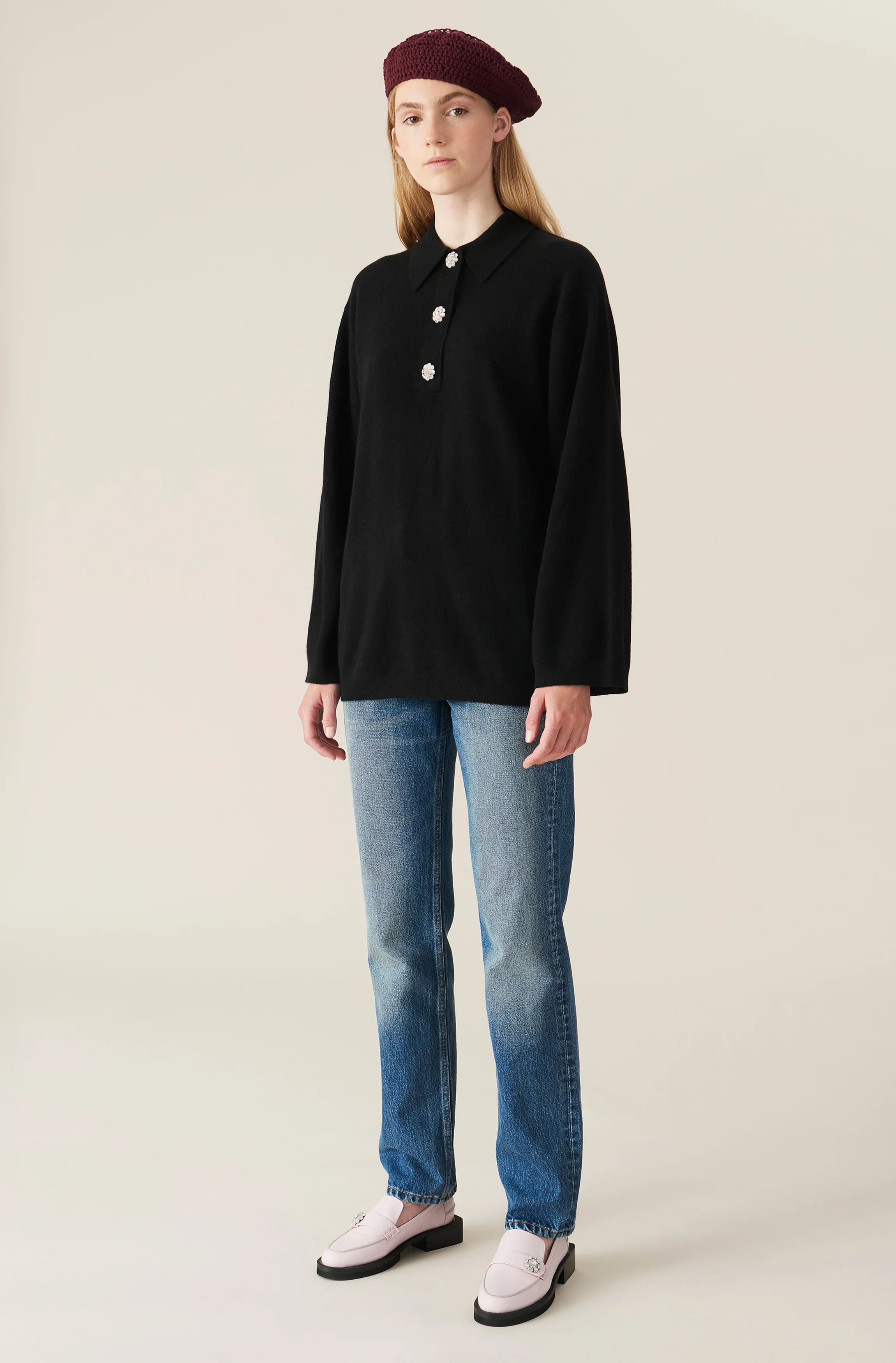 Cashmere Knit Blouse | Black - Image 3