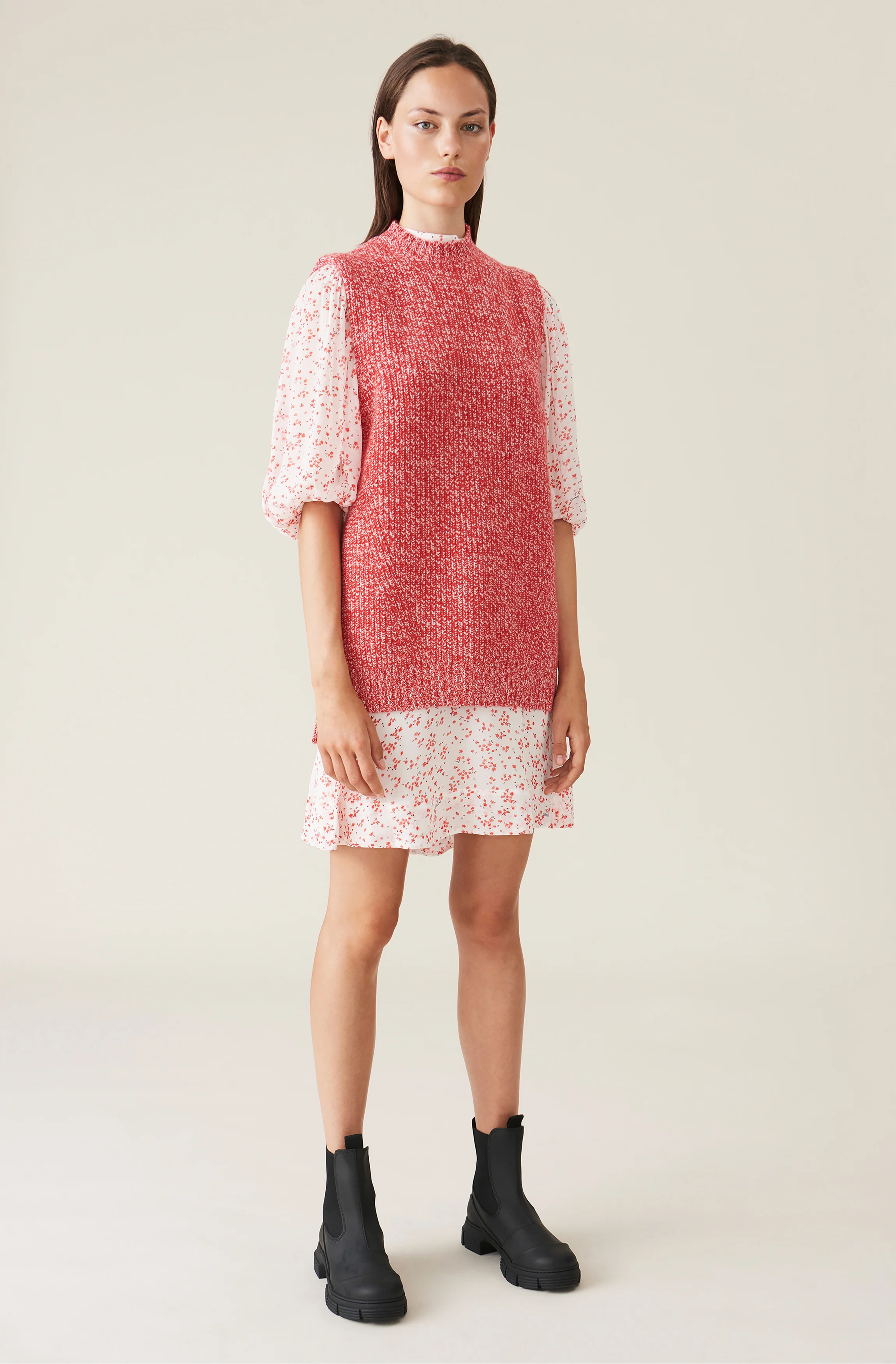 Cashmere Knit Vest | Flame Scarlet - Image 3