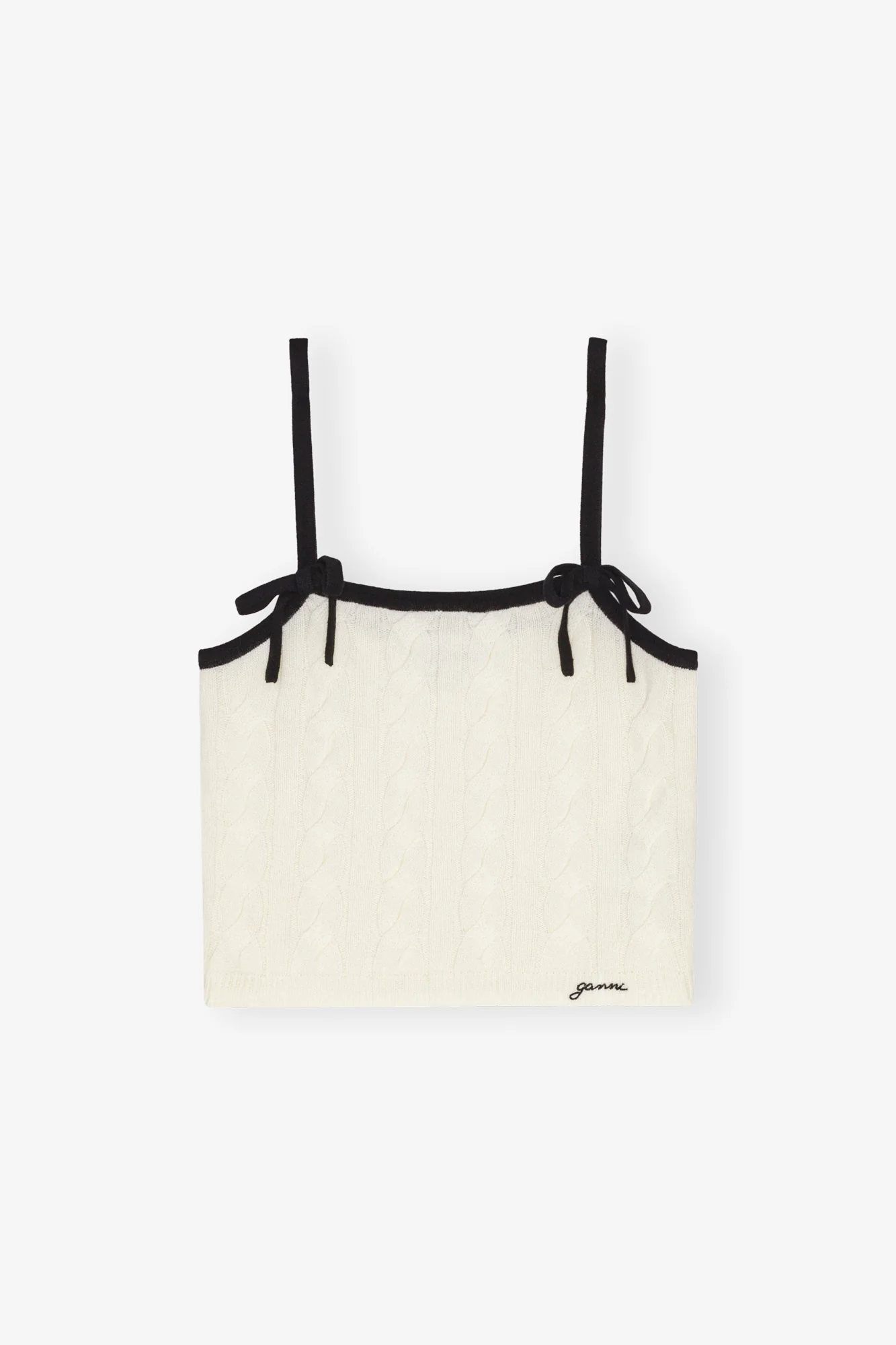Cashmere Mix Cable Knit Top | Egret