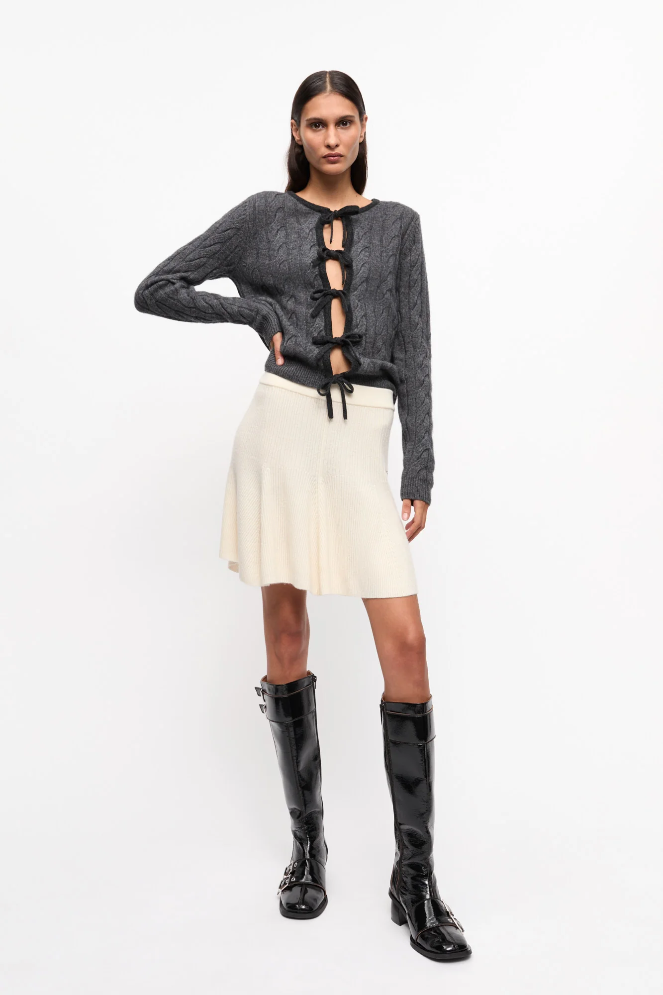 Cashmere Mix Mini Skirt | Egret - Image 3