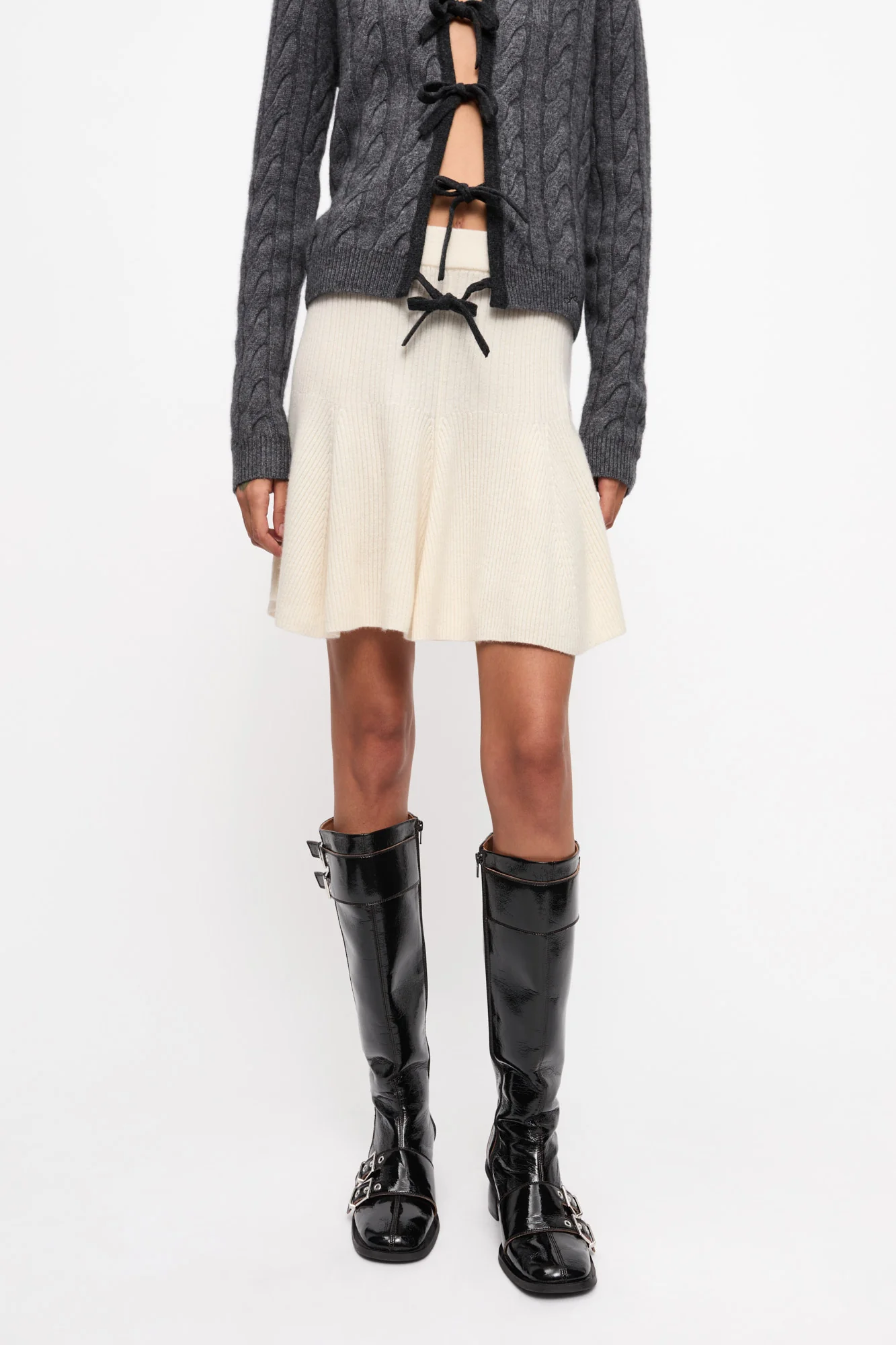 Cashmere Mix Mini Skirt | Egret - Image 4