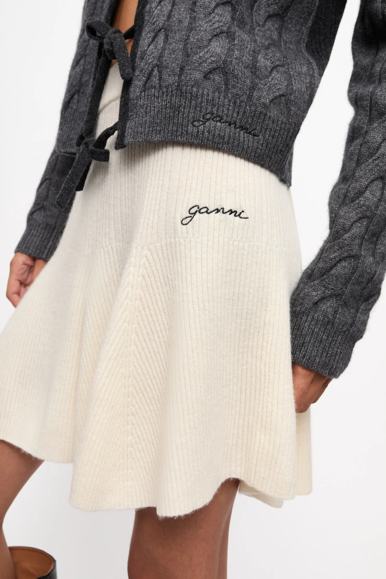 Cashmere Mix Mini Skirt | Egret - Image 6