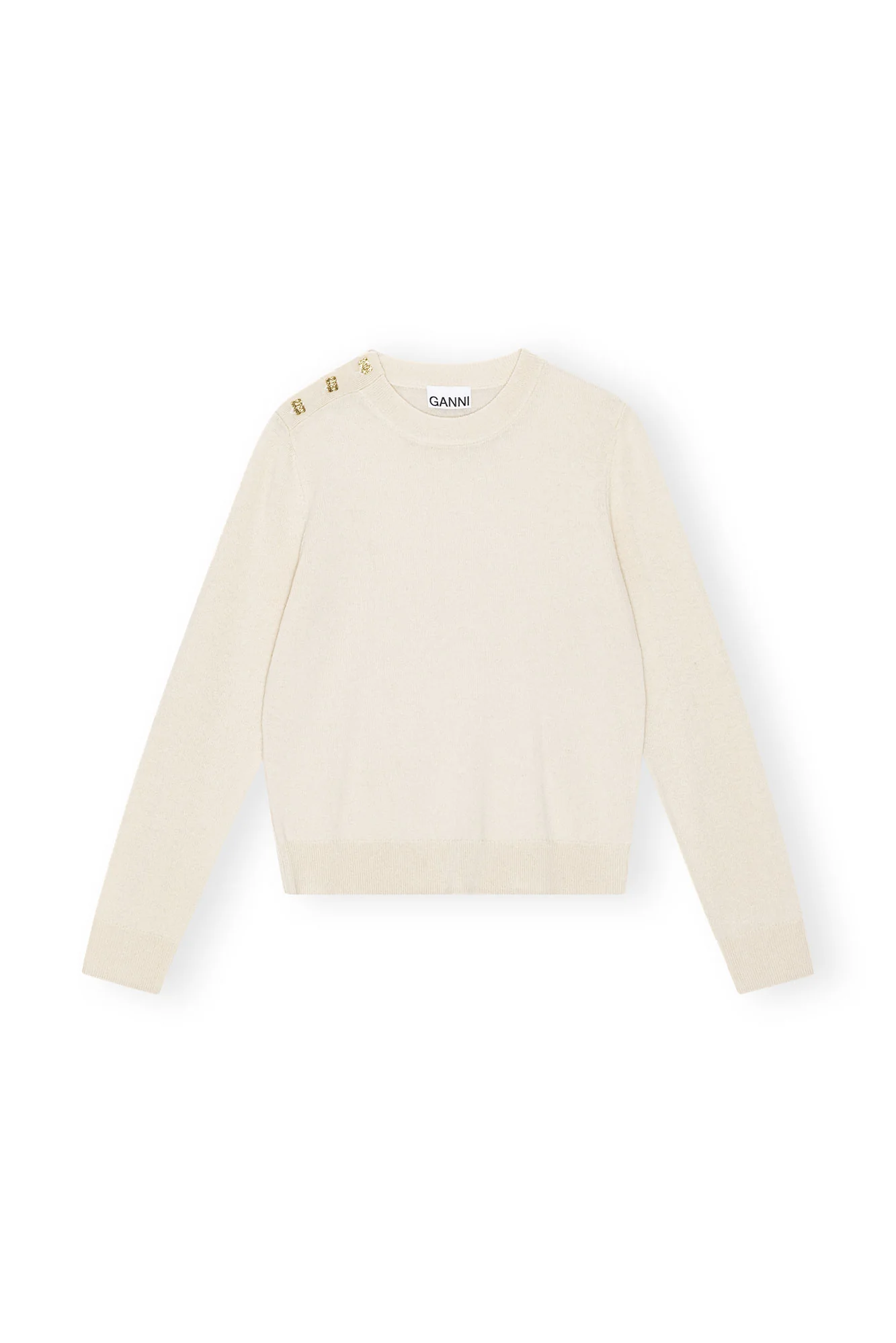 Cashmere Mix O-Neck Pullover | Alabaster Gleam