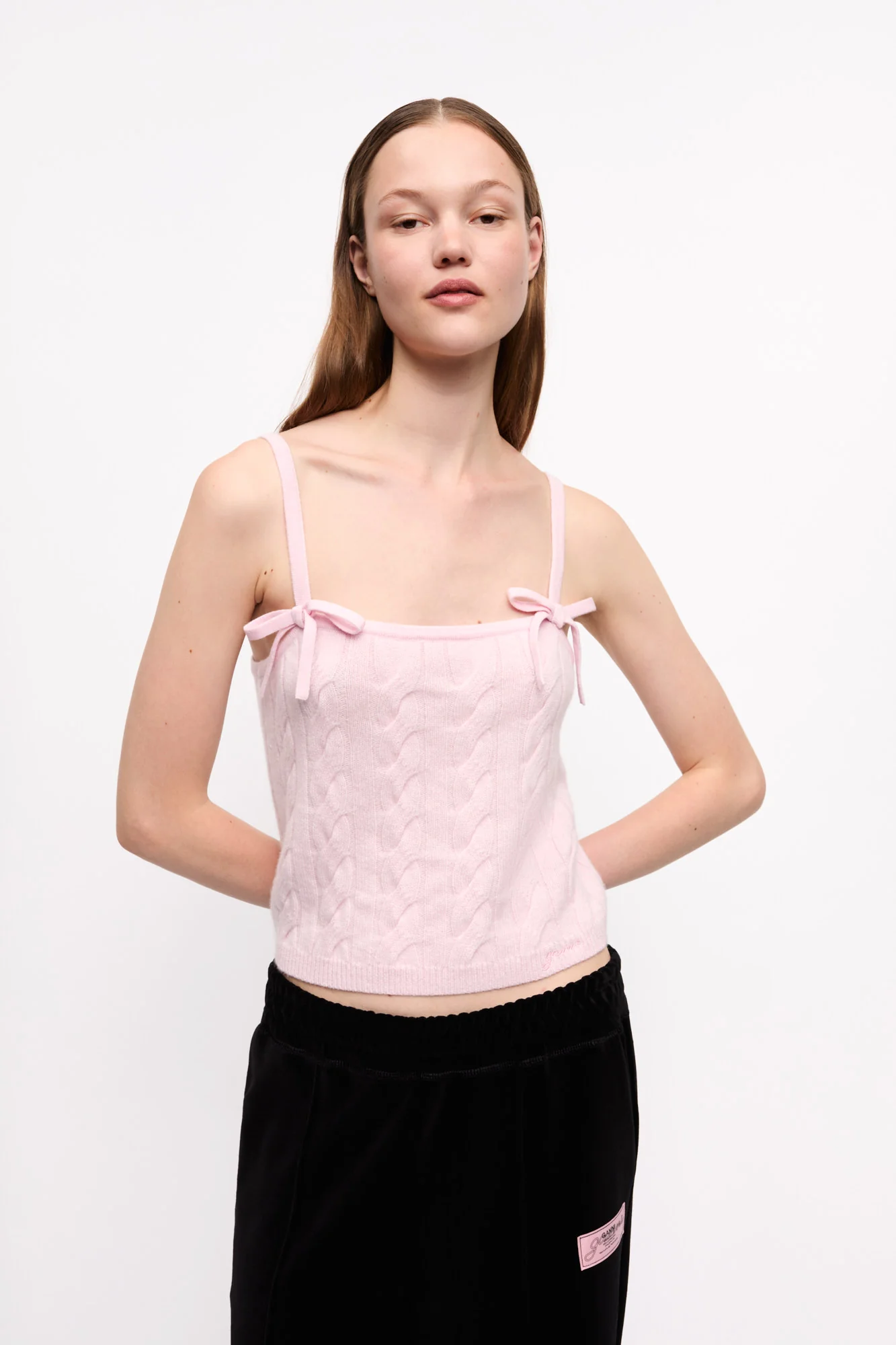 Cashmere Mix Strap Top | Mauve Chalk - Image 3