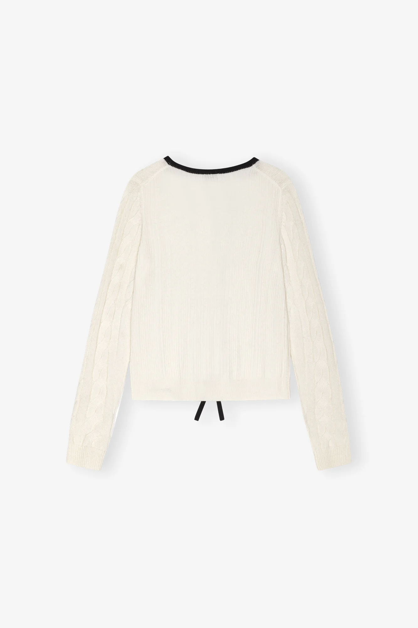 Cashmere Mix Tie String Cardigan | Egret - Image 2