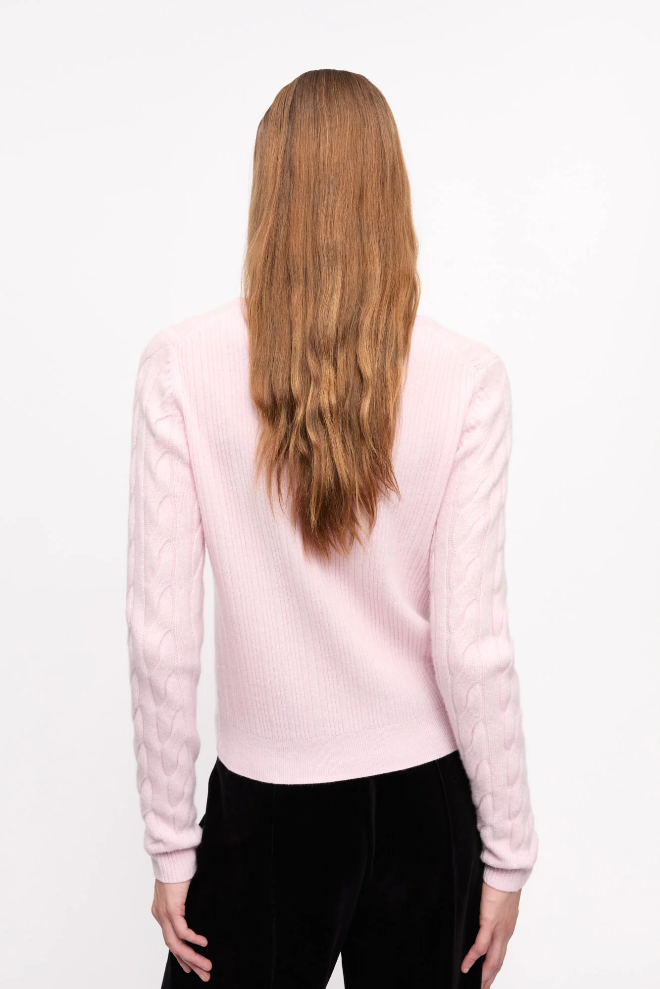 Cashmere Mix Tie String Cardigan | Mauve Chalk - Image 4