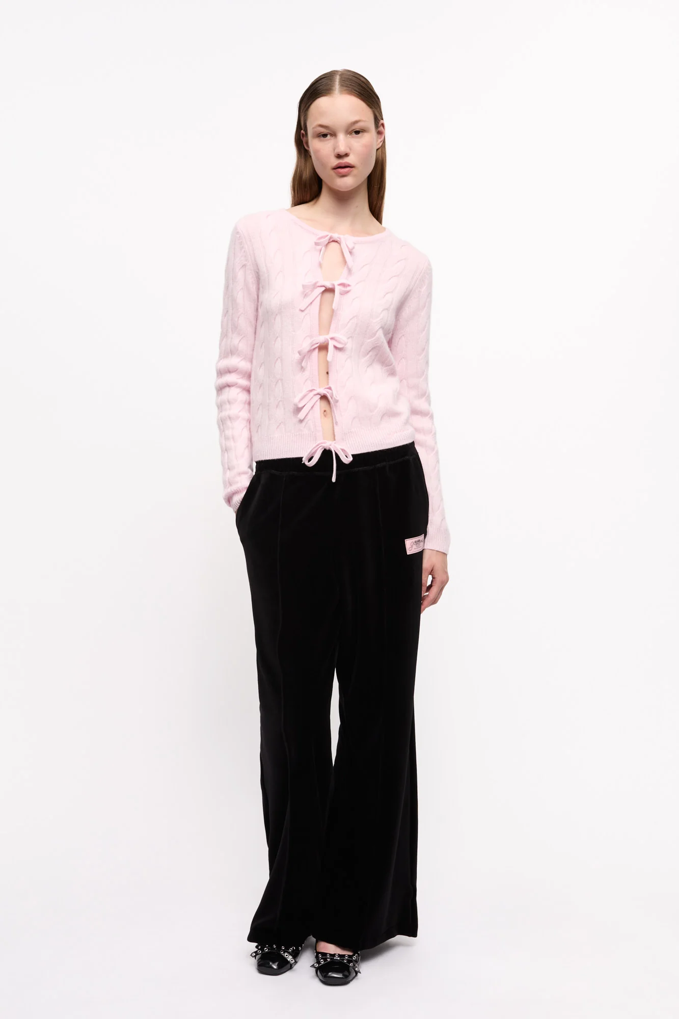 Cashmere Mix Tie String Cardigan | Mauve Chalk - Image 5