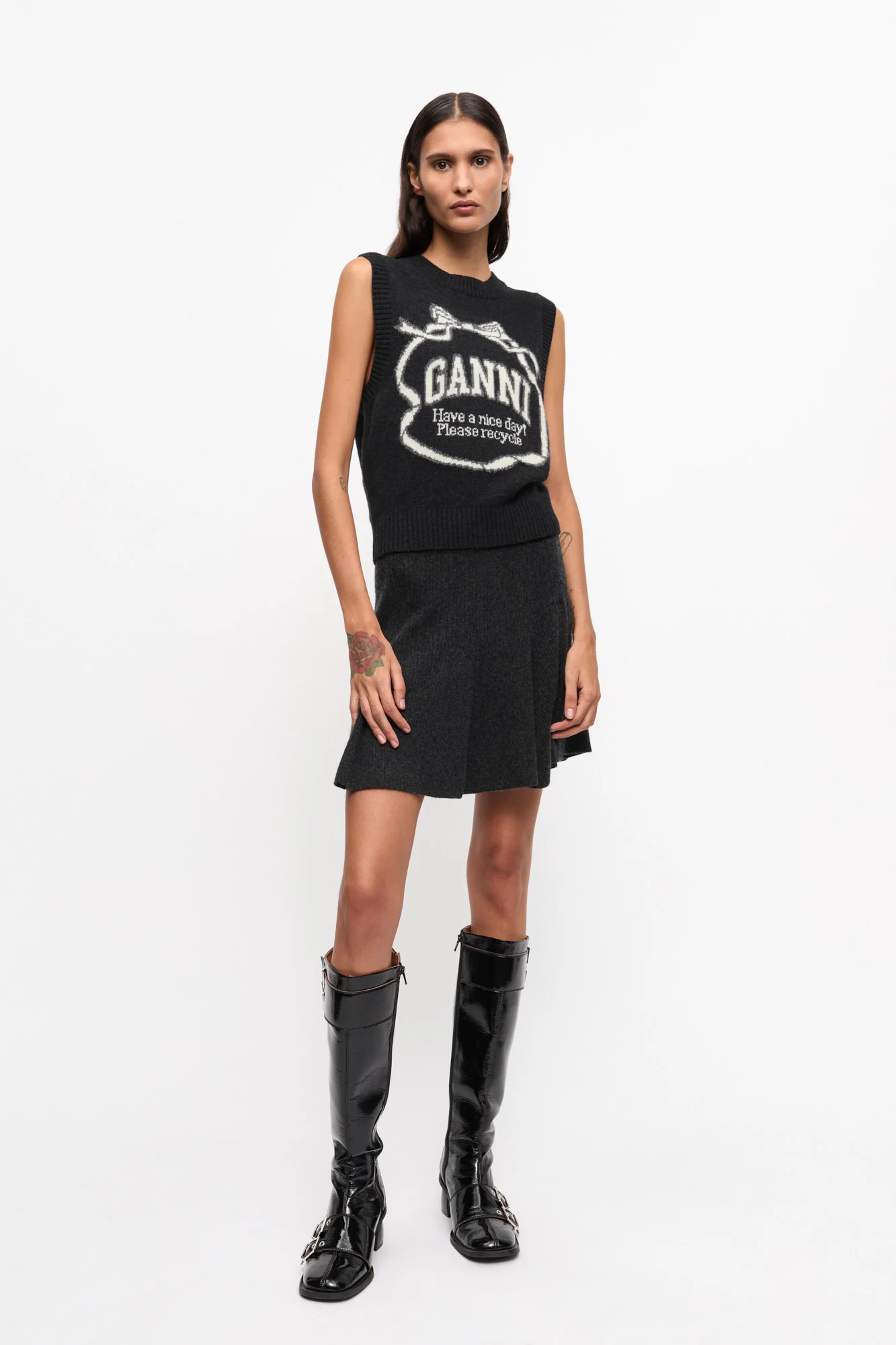 Cashmere Wool Mini Skirt | Phantom - Image 3