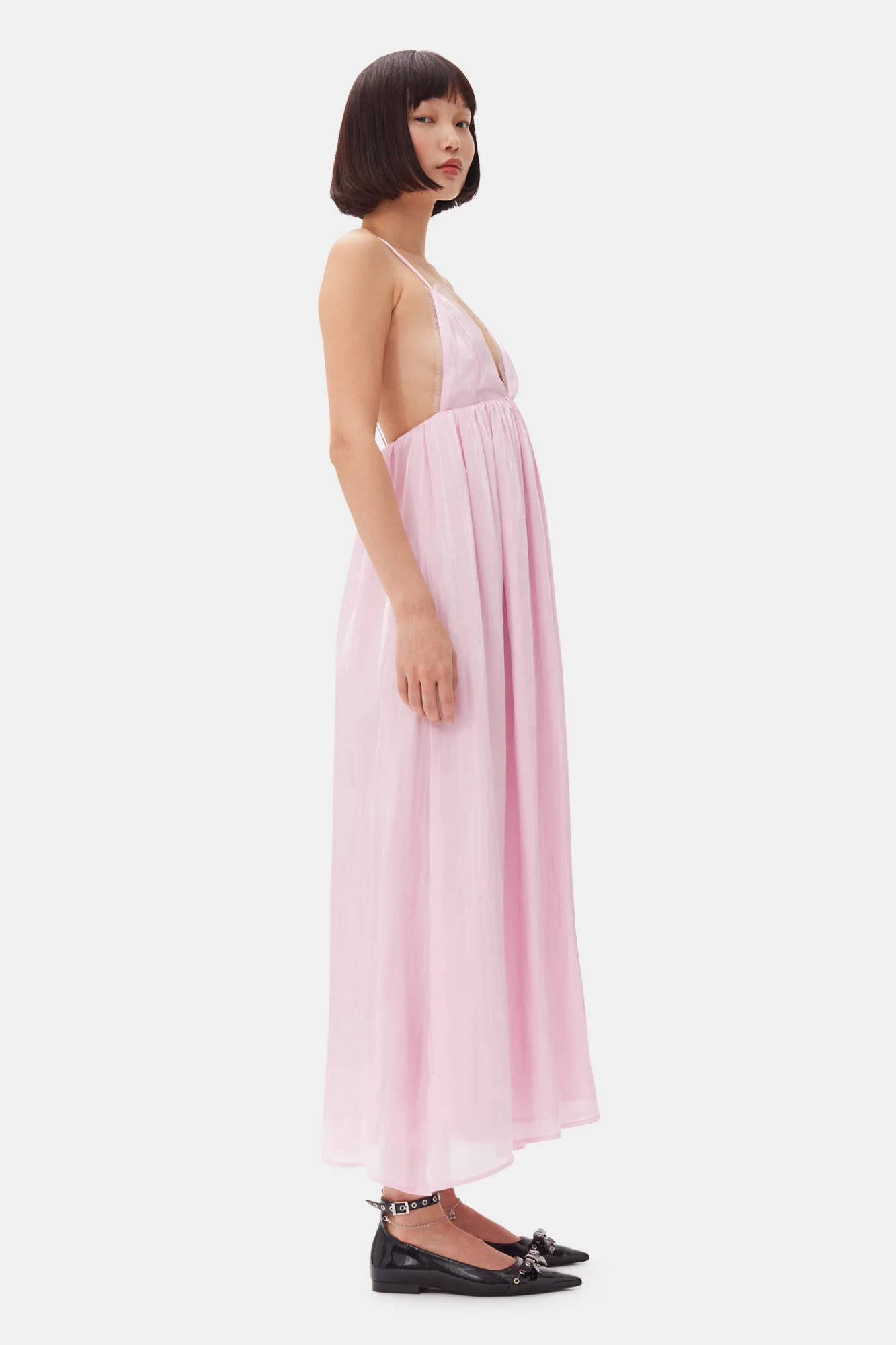 Changeant Satin Strap Dress | Chalk Pink - Image 5
