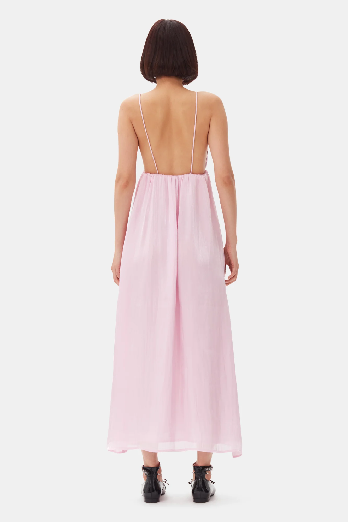 Changeant Satin Strap Dress | Chalk Pink - Image 6