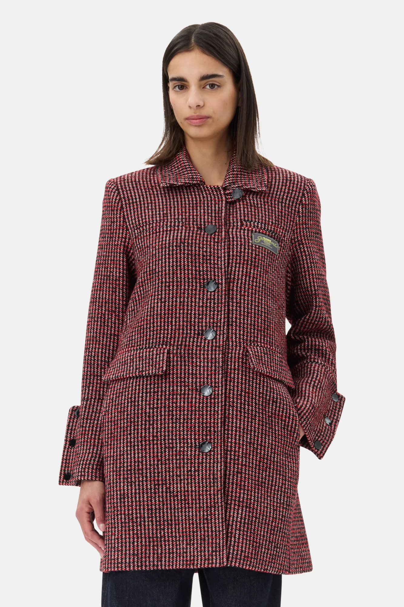 Check Midi Jacket | Racing Red - Image 3