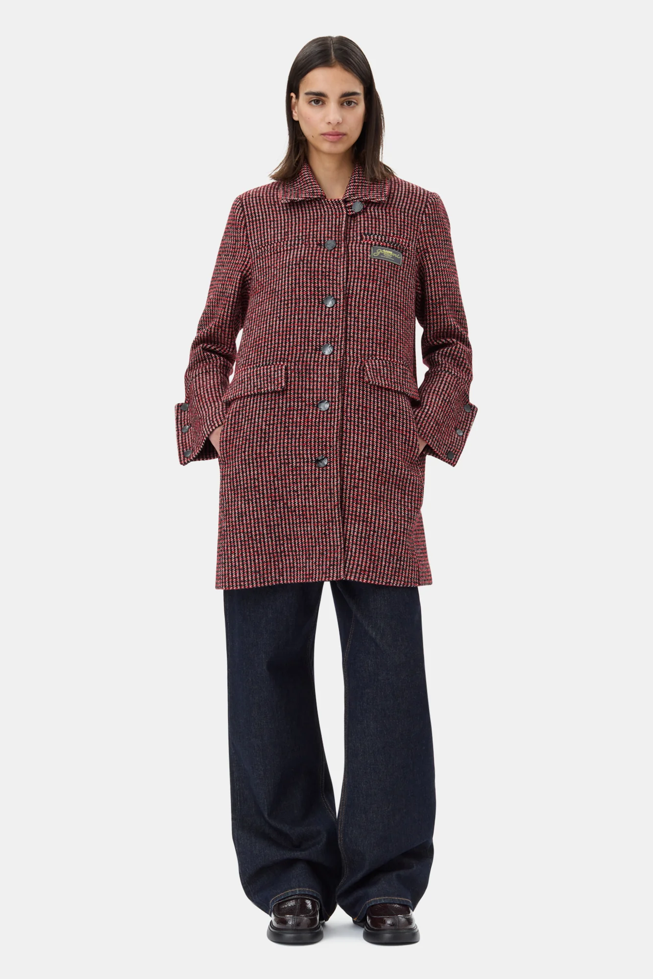 Check Midi Jacket | Racing Red - Image 4