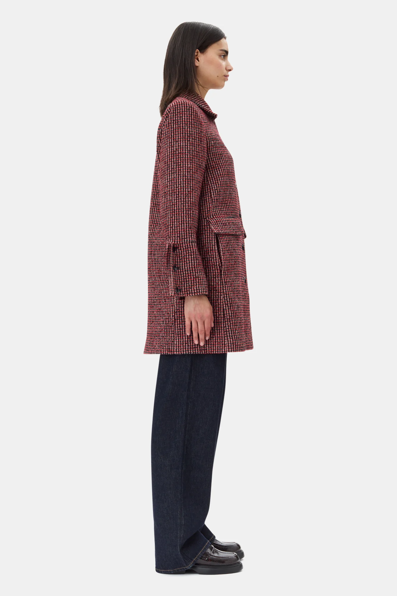 Check Midi Jacket | Racing Red - Image 5