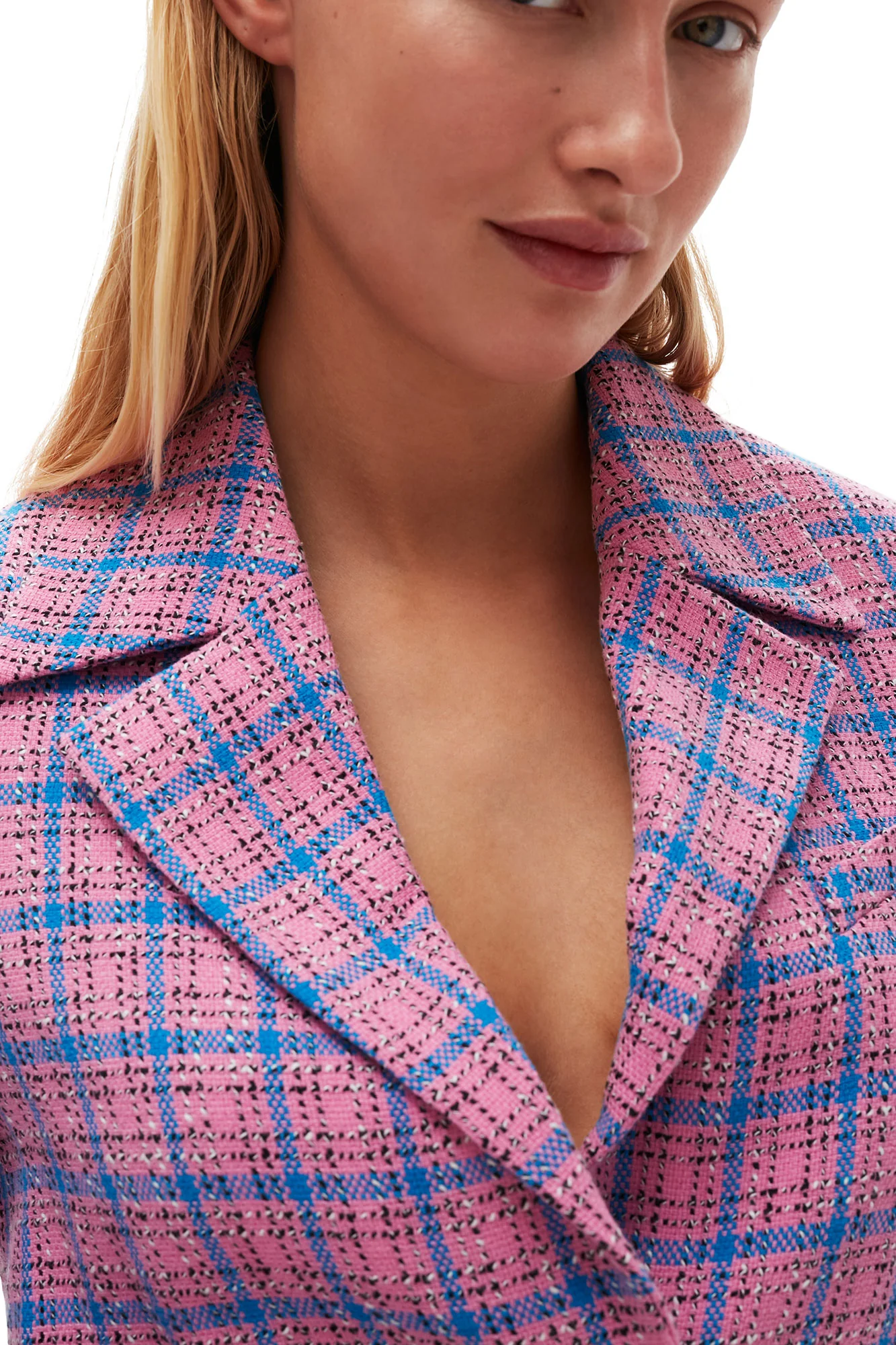 Check Suiting Cropped Blazer | Wild Orchid - Image 10