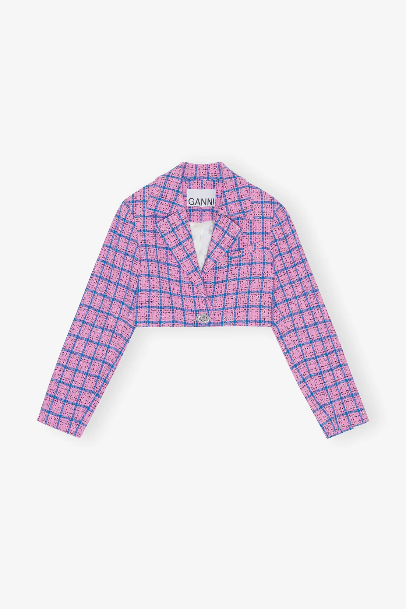 Check Suiting Cropped Blazer | Wild Orchid - Image 2