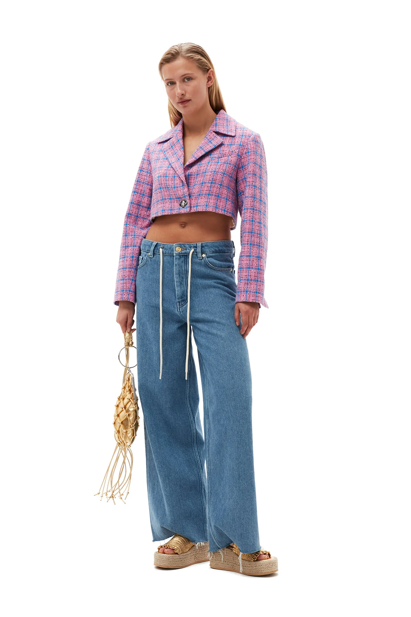 Check Suiting Cropped Blazer | Wild Orchid - Image 5