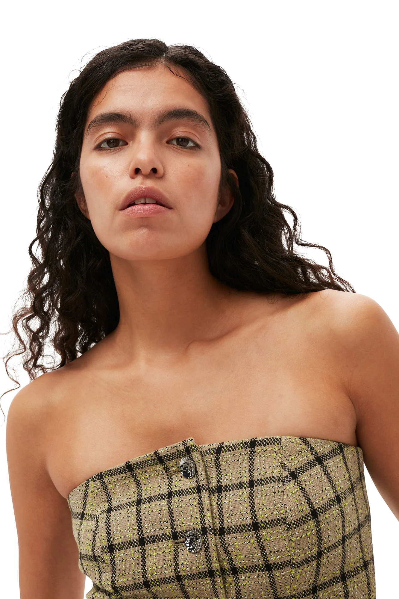 Check Suiting Strapless Top | Tender Shoots - Image 5