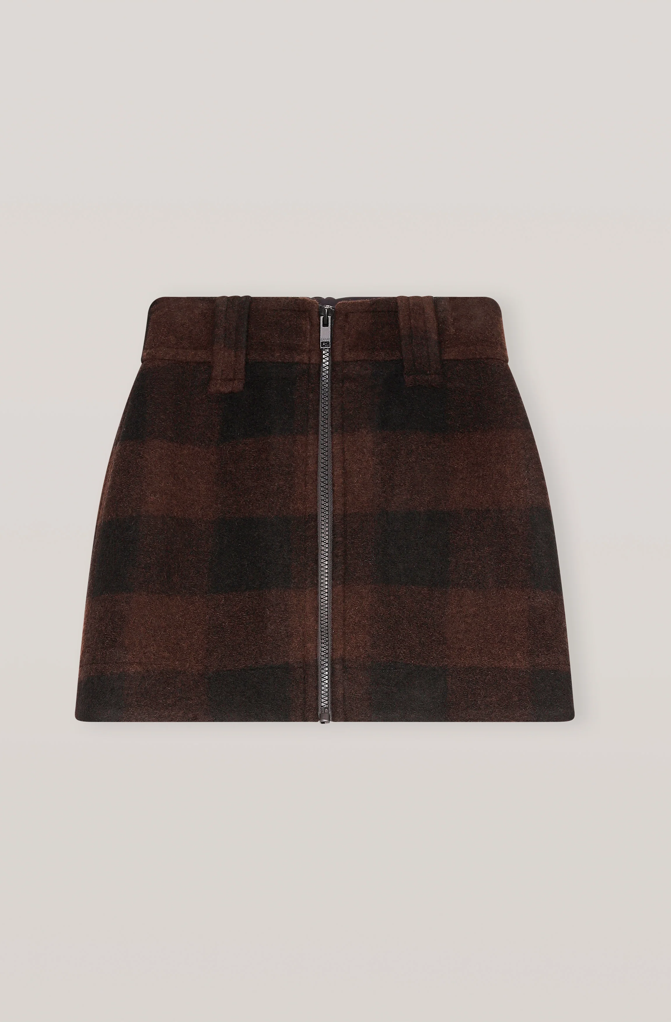 Check Wool Mini Skirt | Black