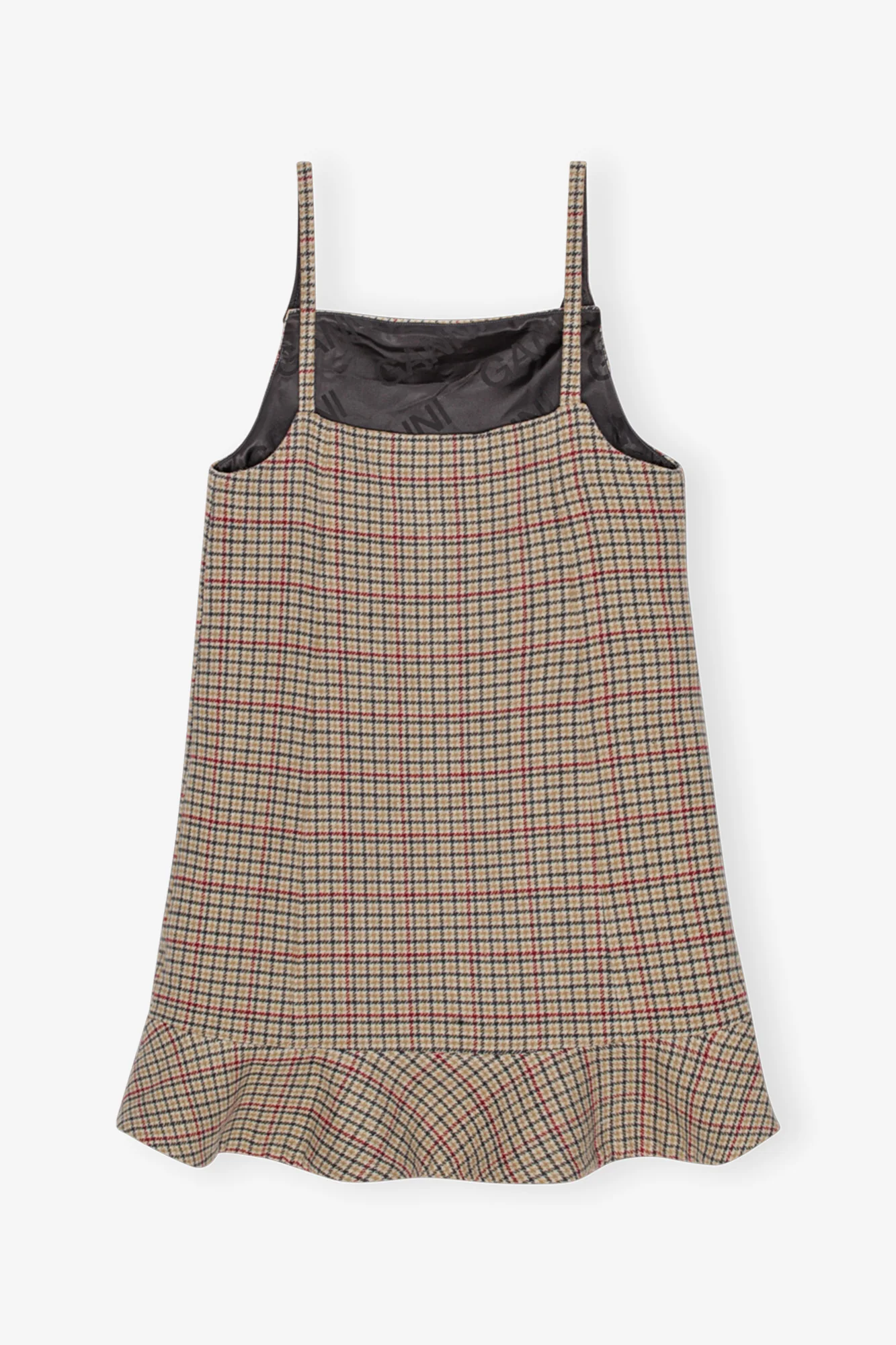 Check Wool Mix Mini Dress | Tiger's Eye - Image 2