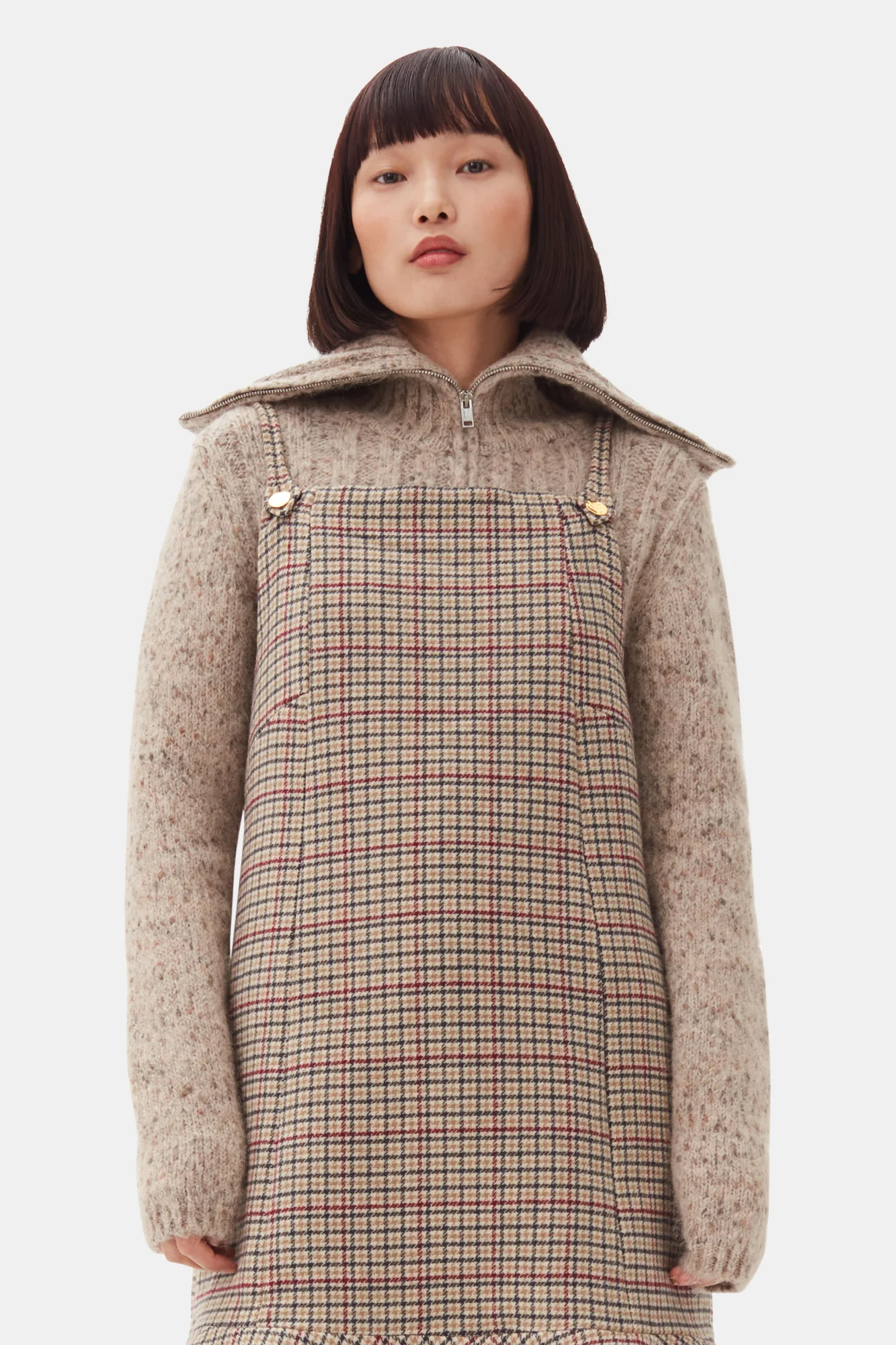 Check Wool Mix Mini Dress | Tiger's Eye - Image 4