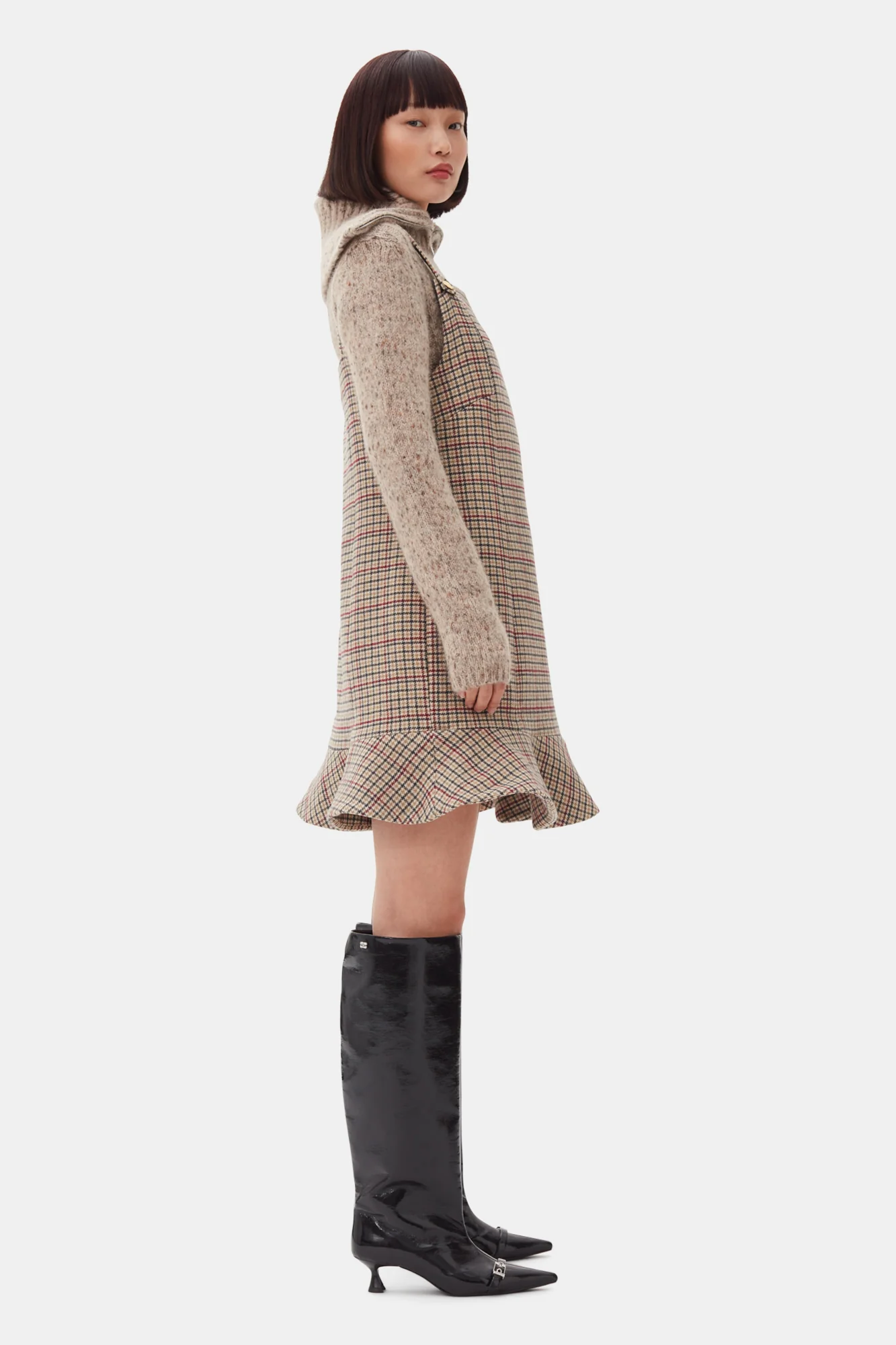 Check Wool Mix Mini Dress | Tiger's Eye - Image 5