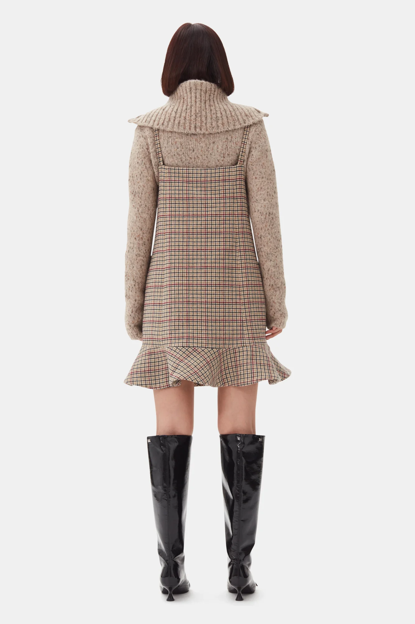 Check Wool Mix Mini Dress | Tiger's Eye - Image 6