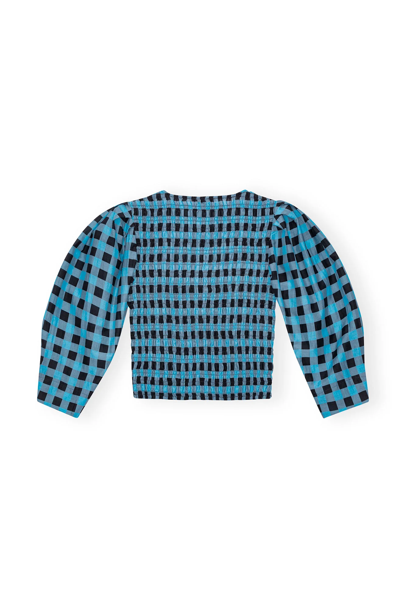 Checkered Cotton Silk Blouse | Alaskan Blue - Image 2