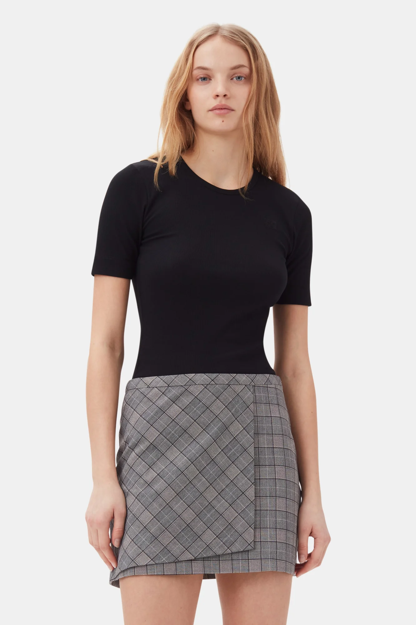 Checkered Mini Skirt | Frost Gray - Image 4