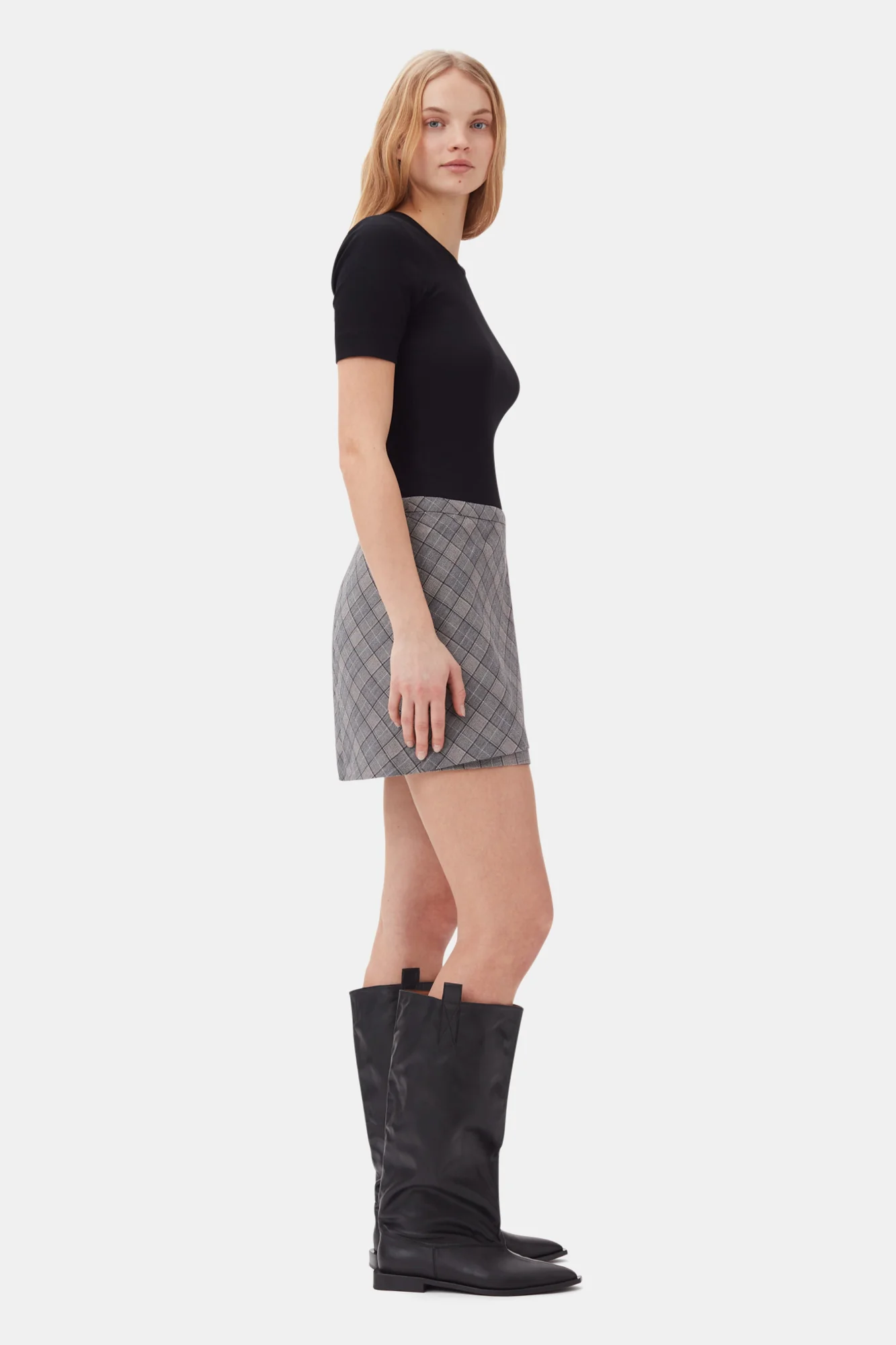 Checkered Mini Skirt | Frost Gray - Image 5