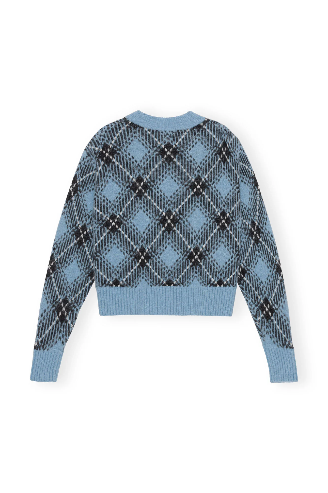 Checkered Oversized Wool Pullover | Silver Lake Blue - Image 2