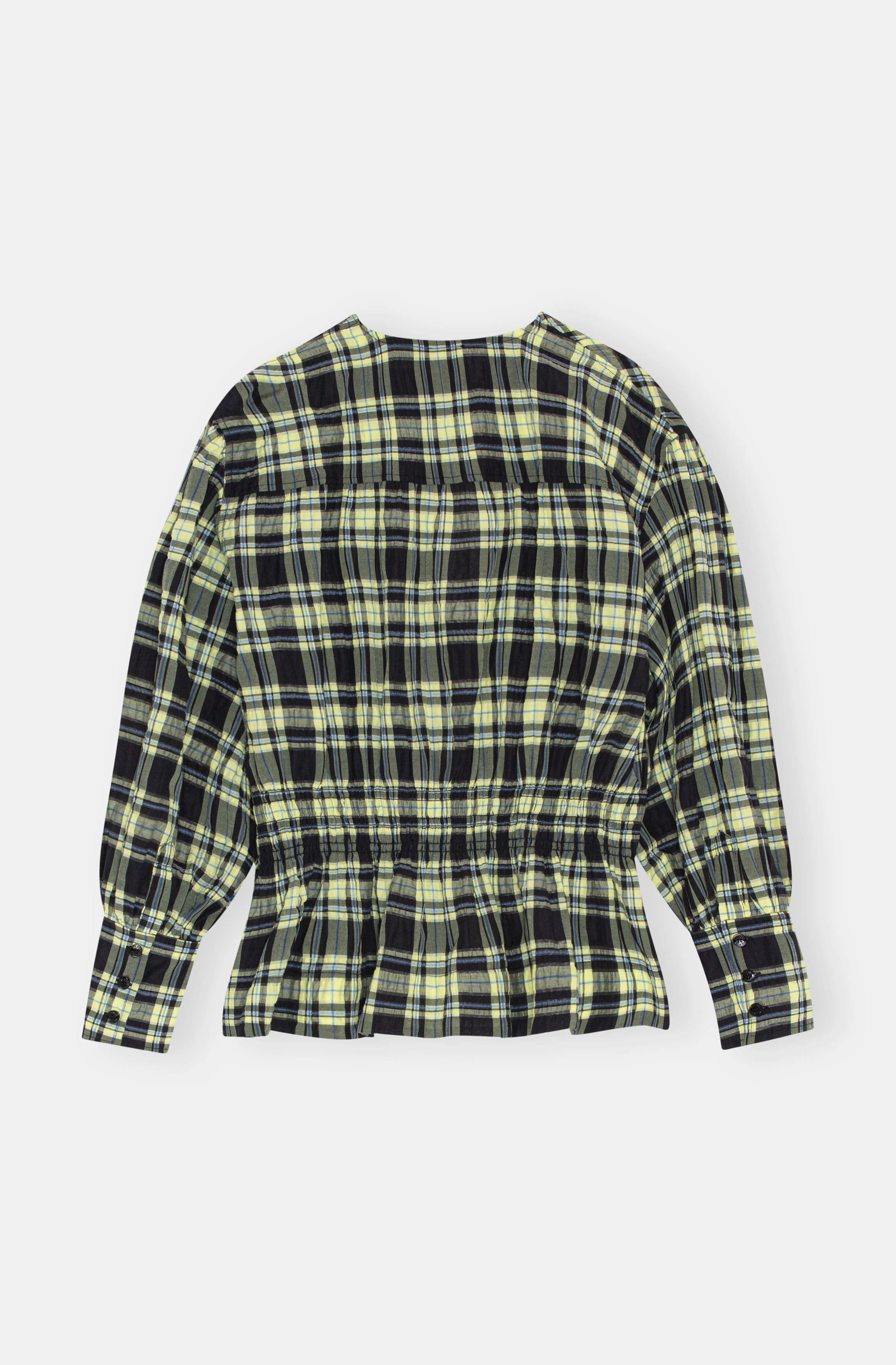 Checkered Seersucker Blouse | Check Elfin Yellow - Image 2