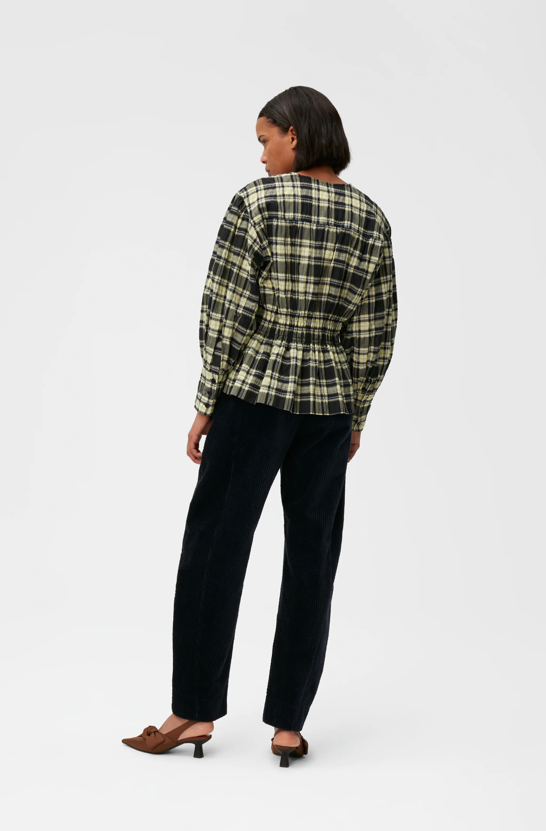 Checkered Seersucker Blouse | Check Elfin Yellow - Image 4