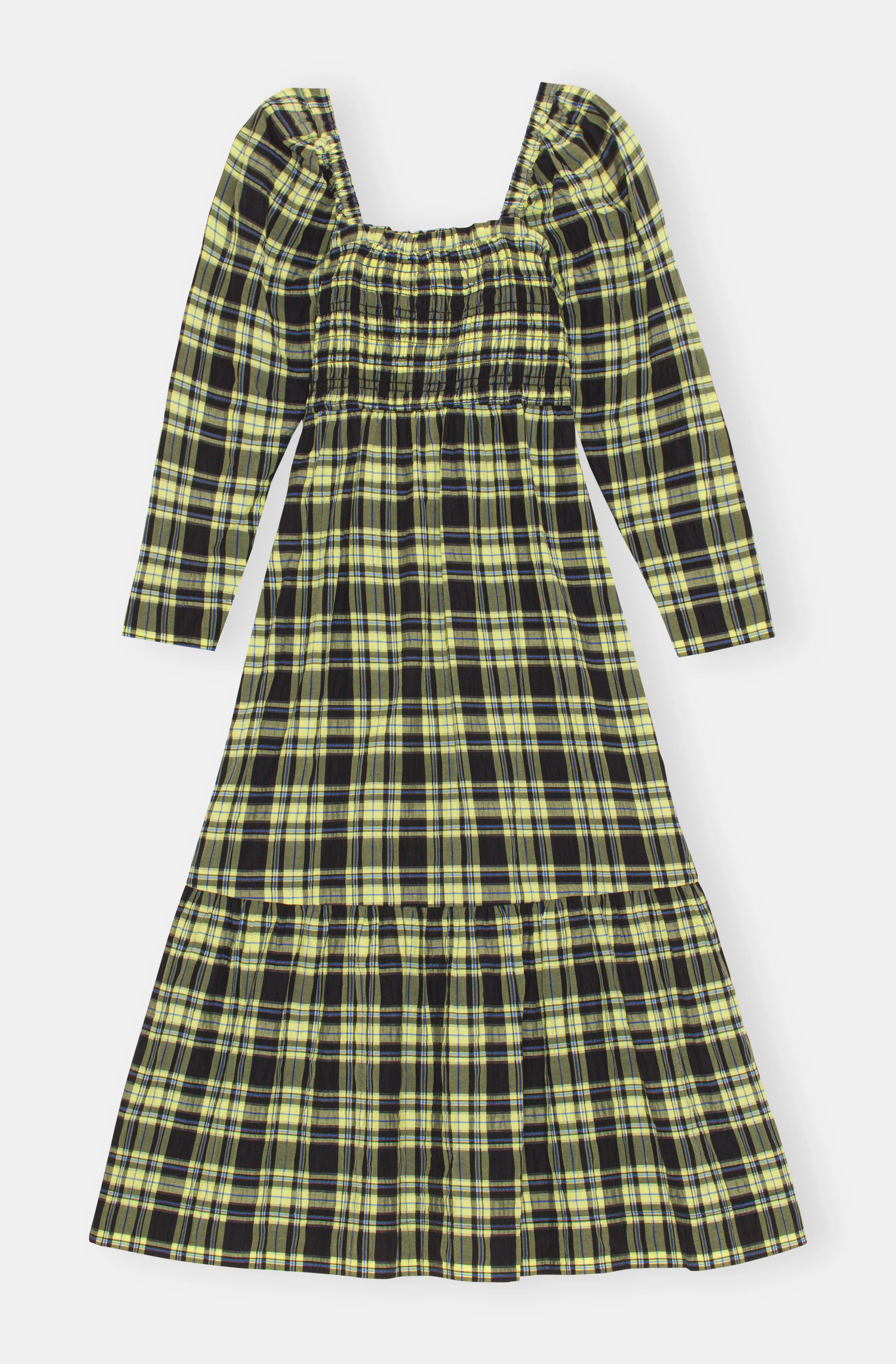 Checkered Seersucker Maxi Dress | Check Elfin Yellow - Image 2