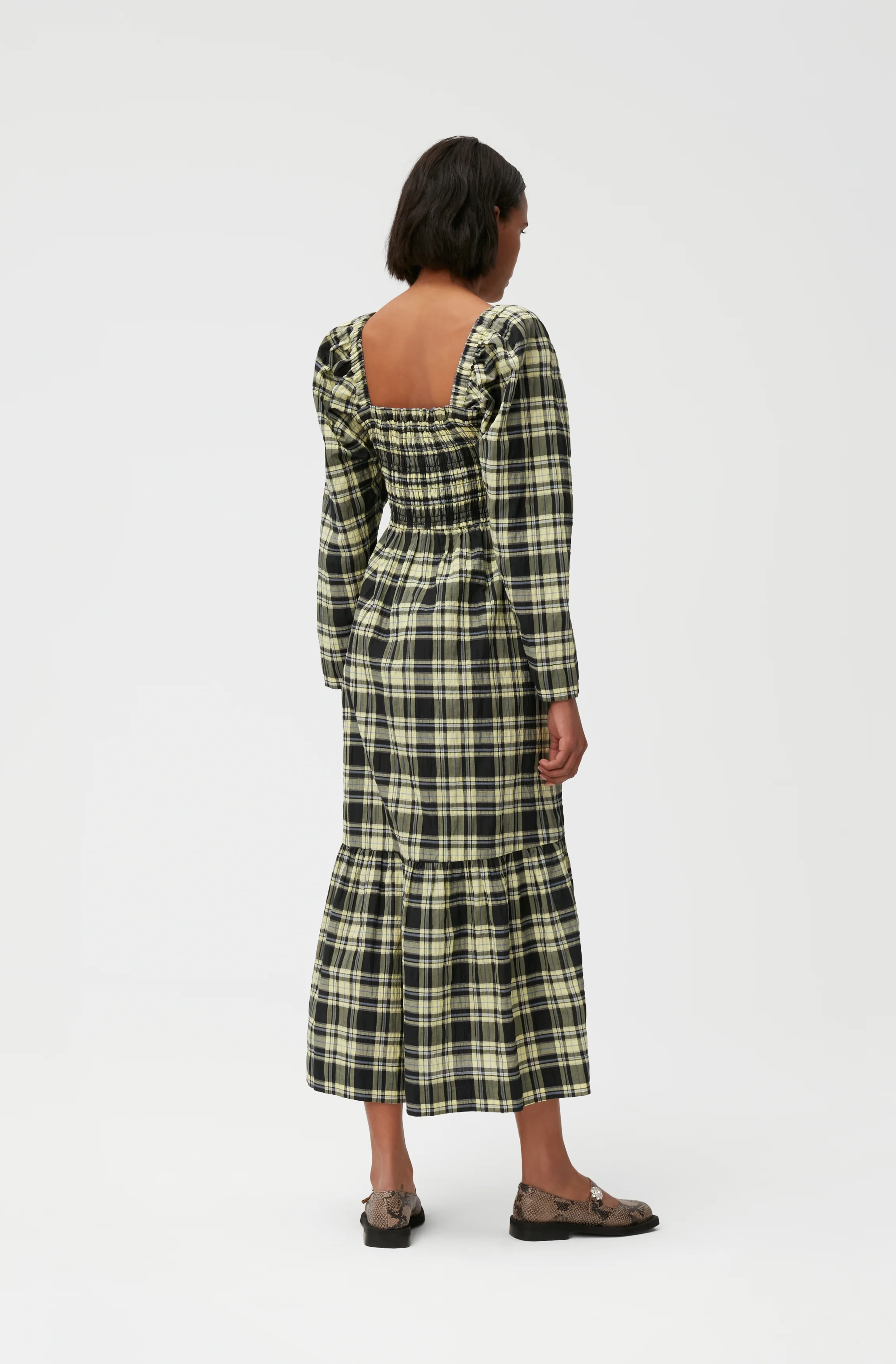 Checkered Seersucker Maxi Dress | Check Elfin Yellow - Image 4